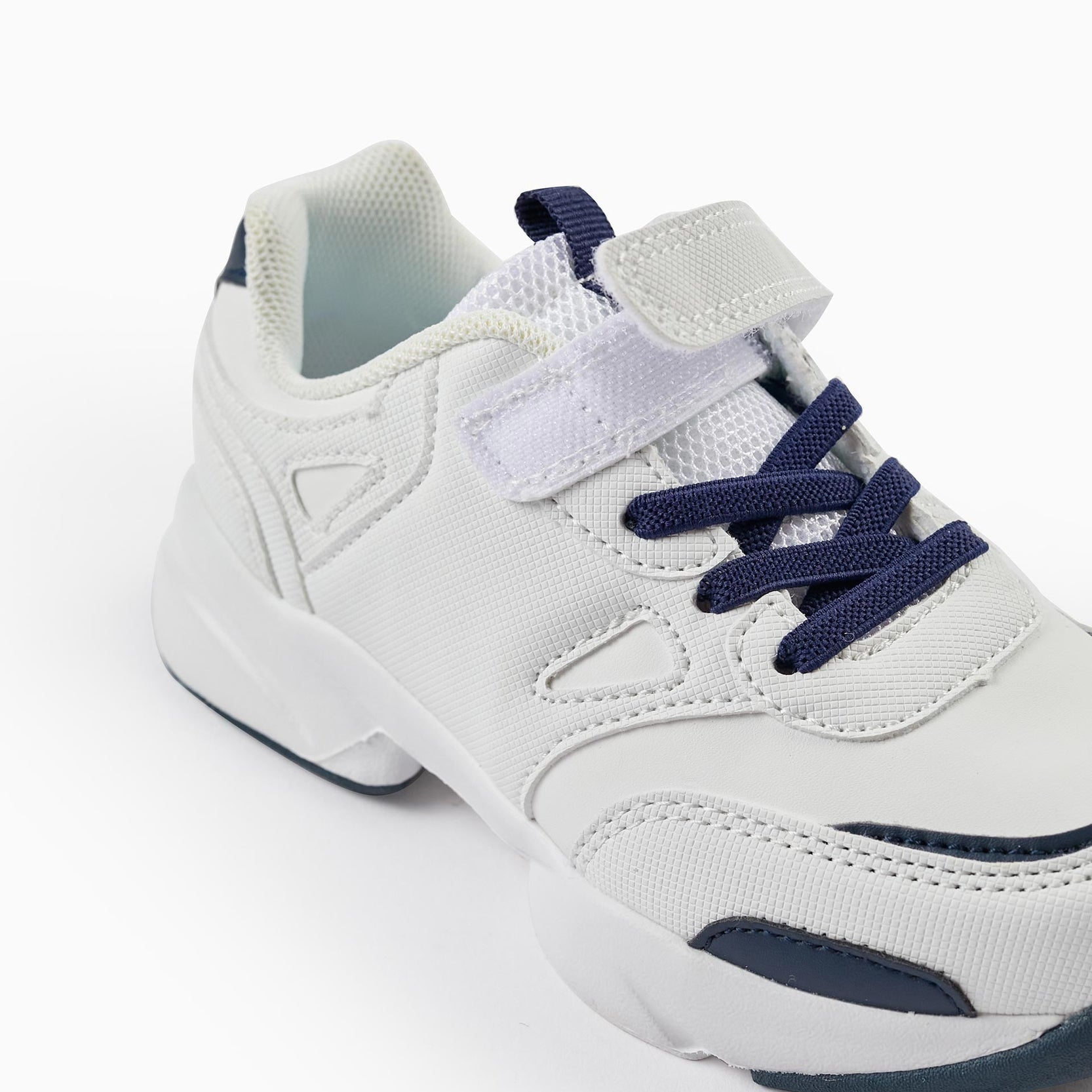 Trainers for Boys, White/Dark Blue