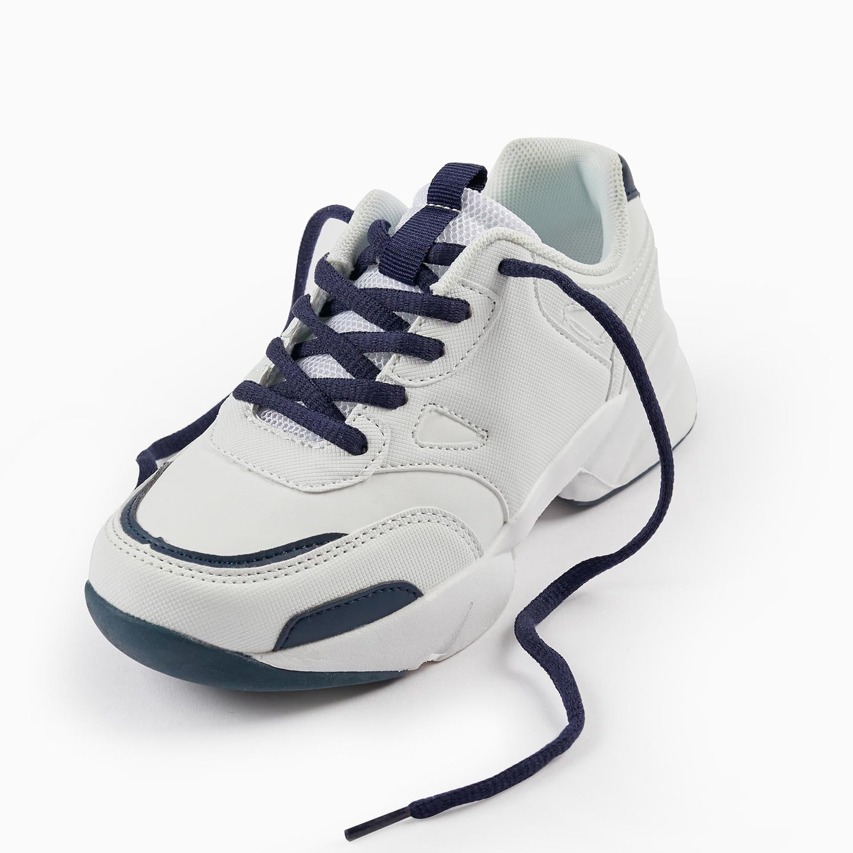 Trainers for Boys, White/Dark Blue