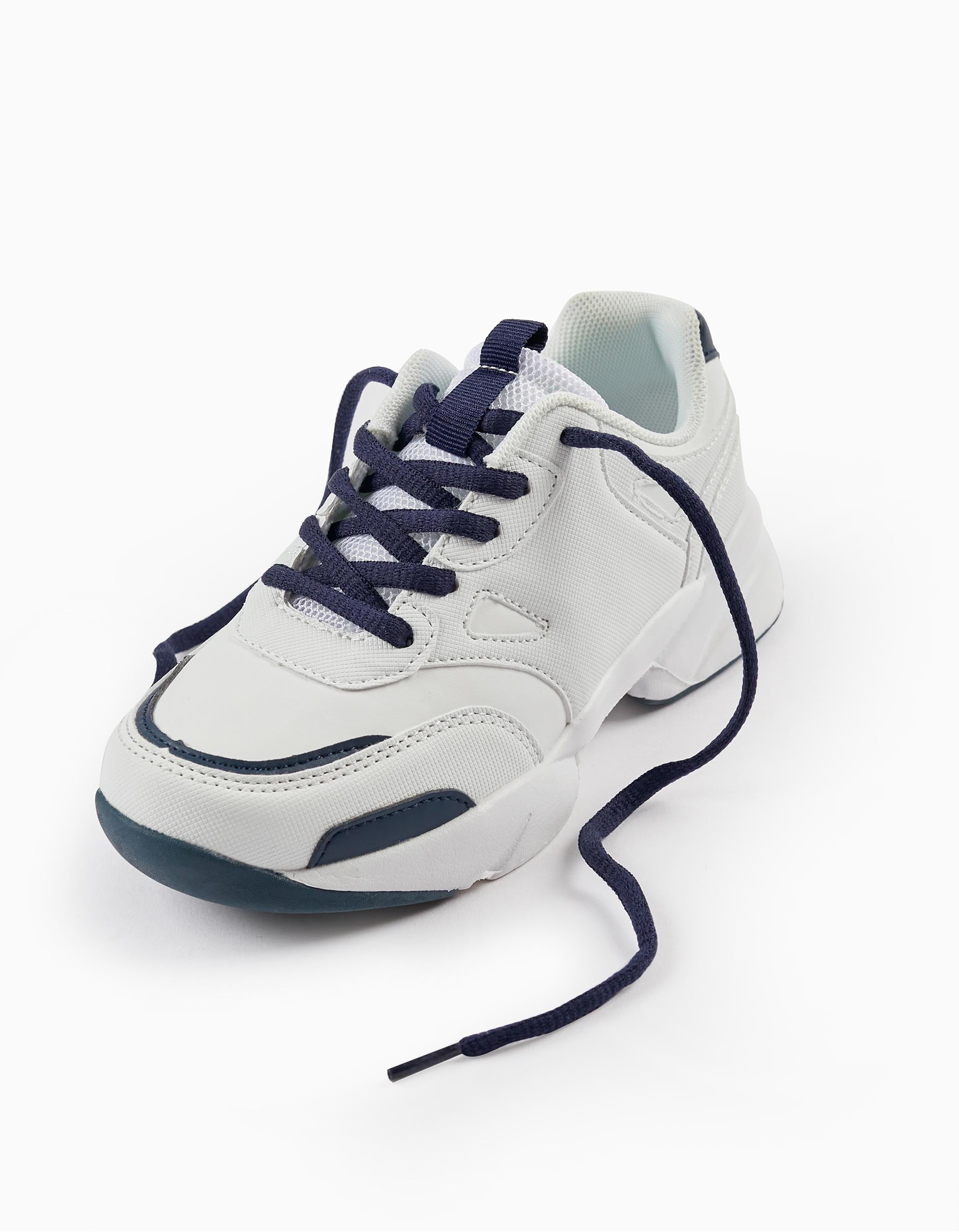 Trainers for Boys, White/Dark Blue