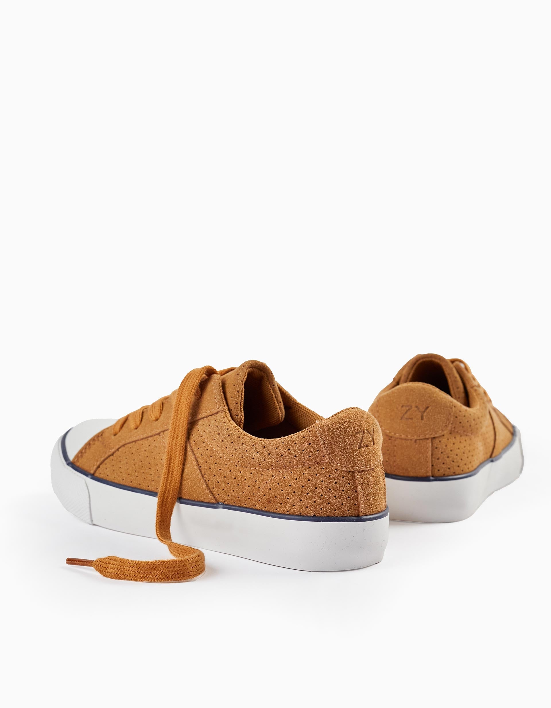 Deck Shoes in Suedine for Boys, Brown