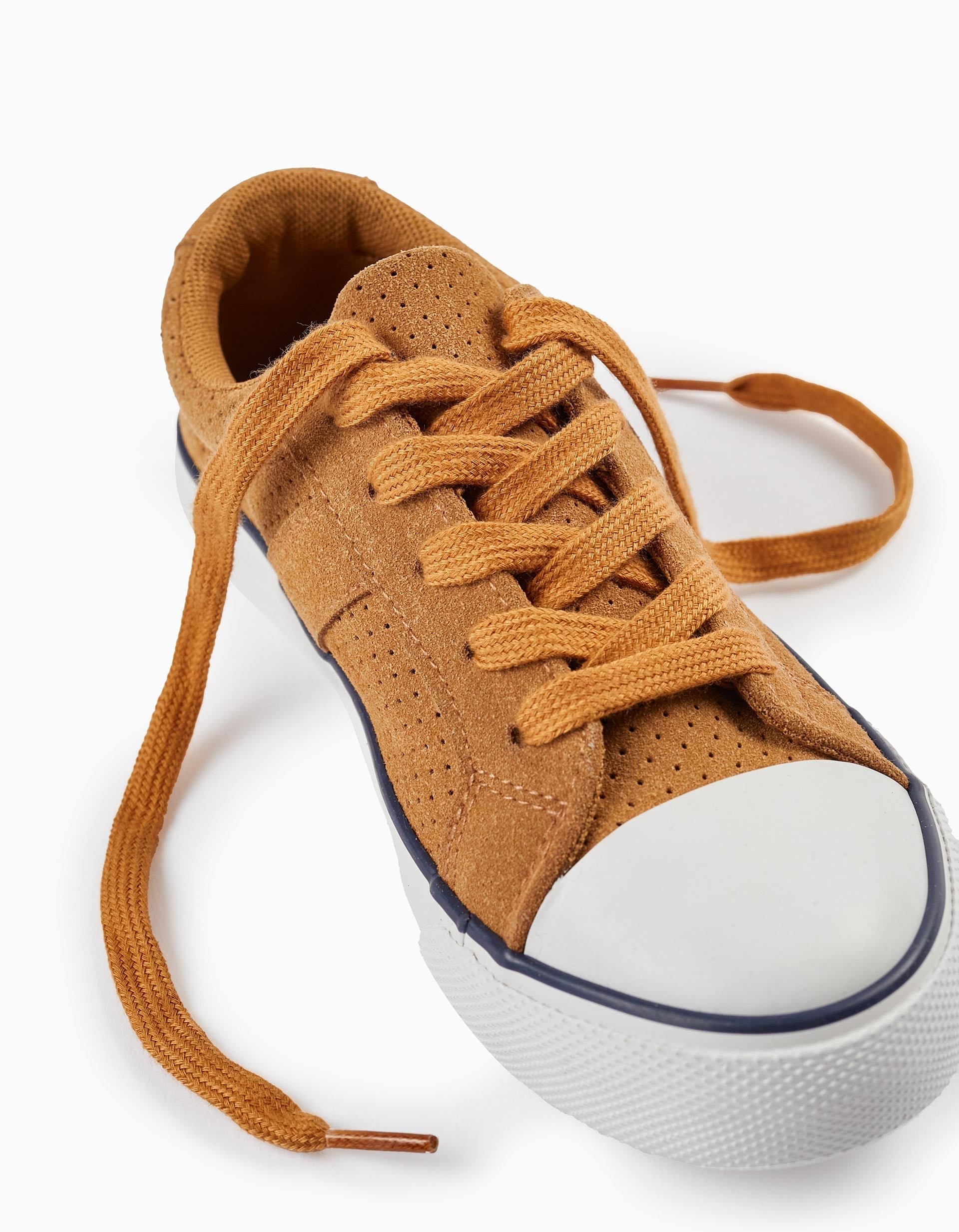 Deck Shoes in Suedine for Boys, Brown