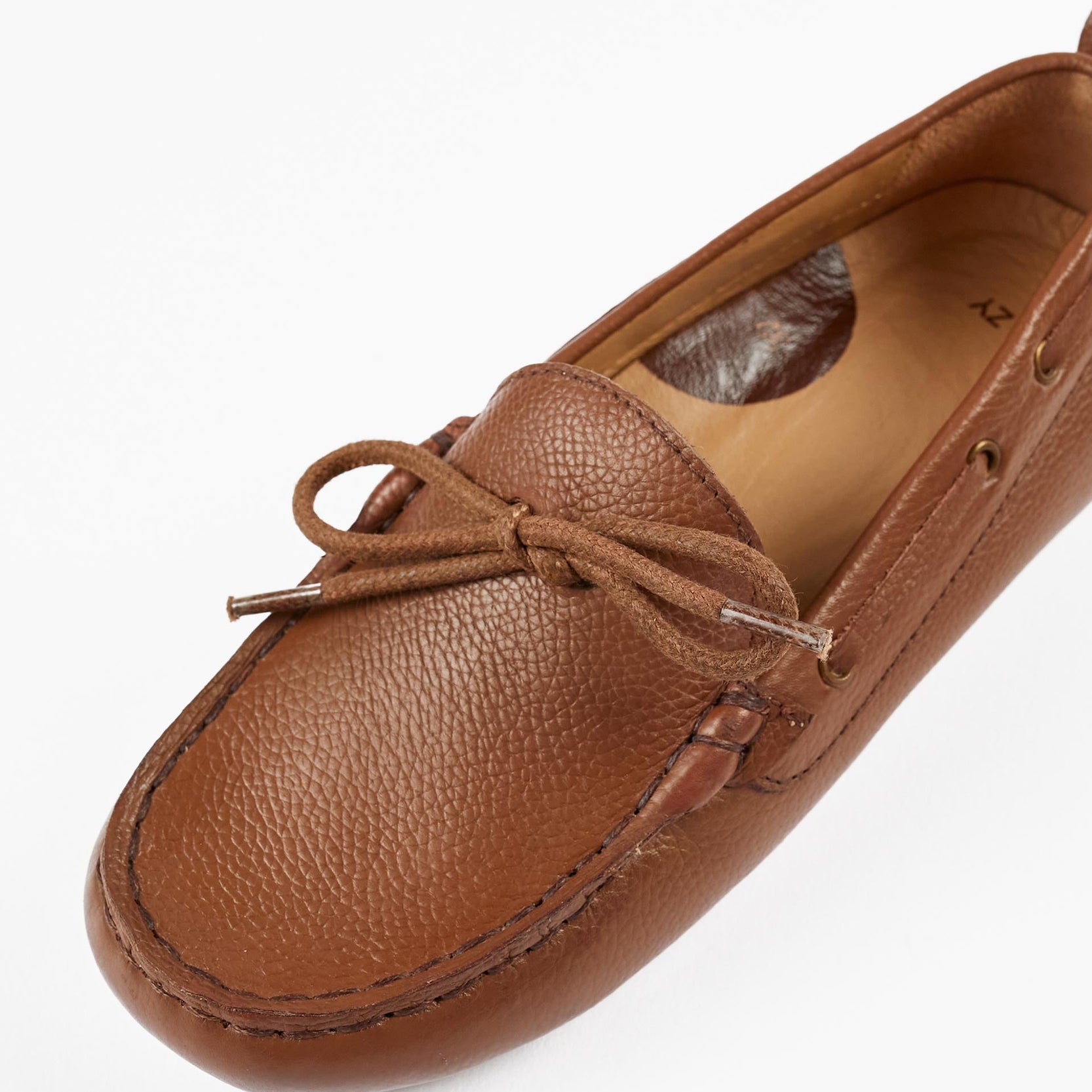 Leather Lace-Up Moccasin Shoes for Boys, Brown
