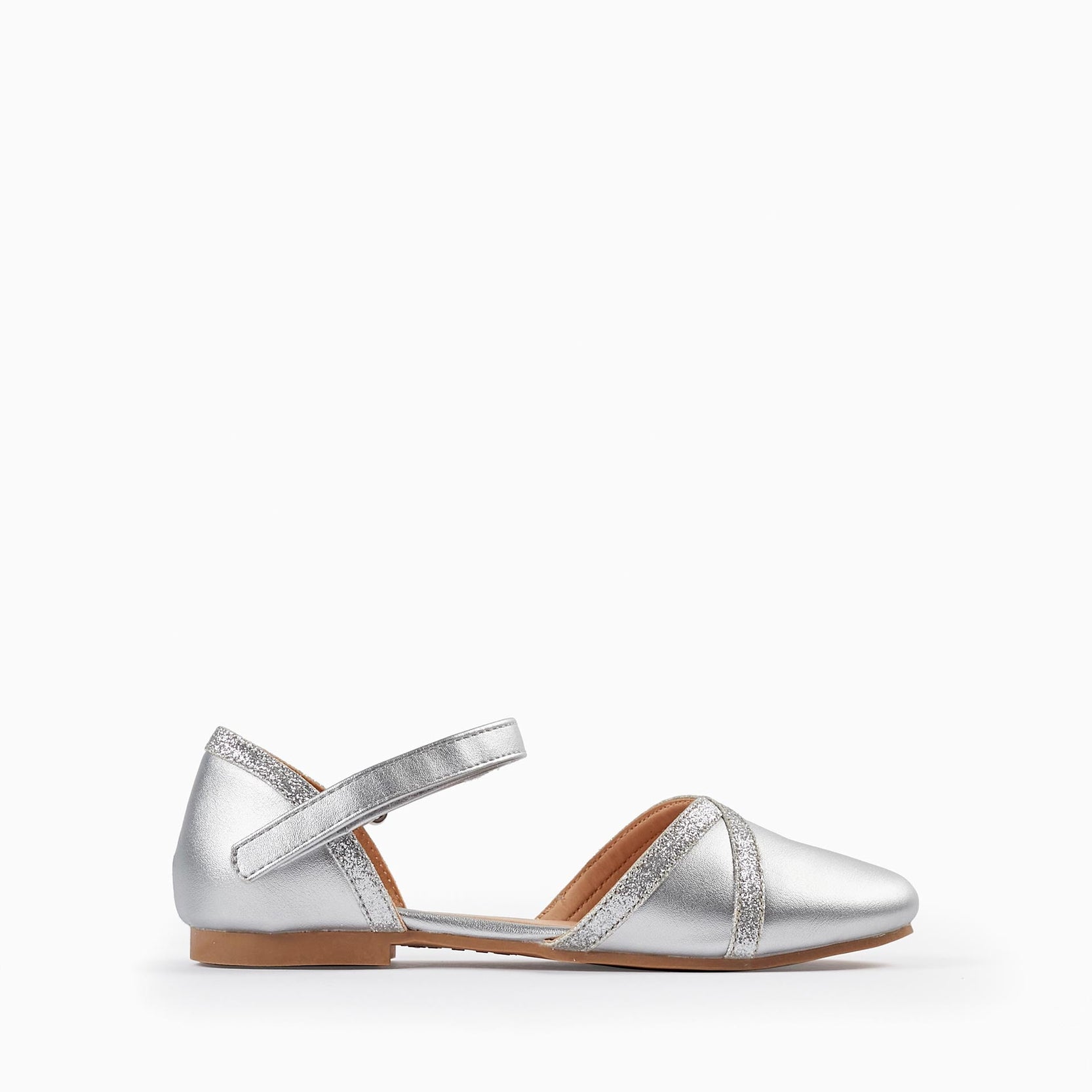Ballerina Flats with Glitter for Girls, Silver