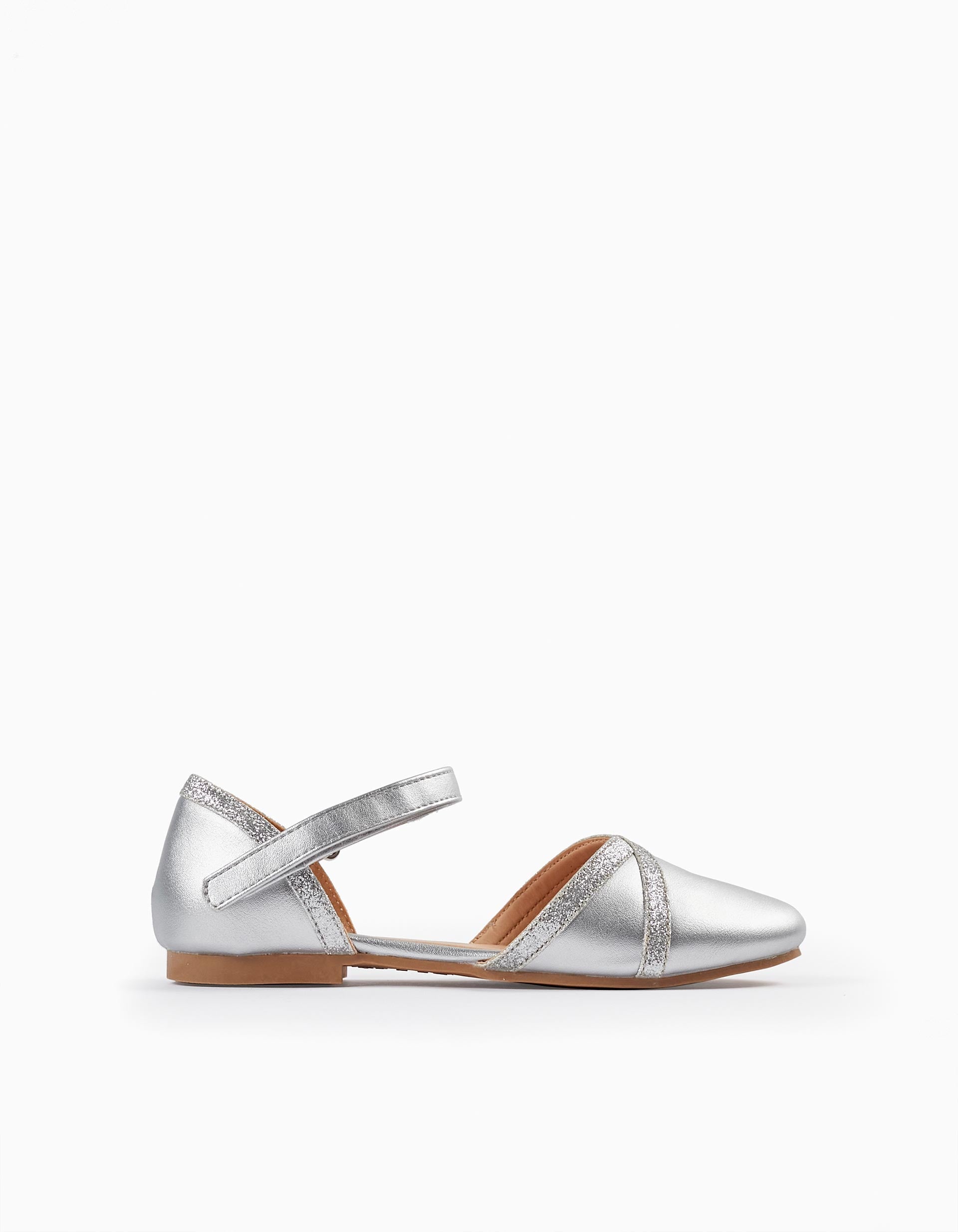 Ballerina Flats with Glitter for Girls, Silver