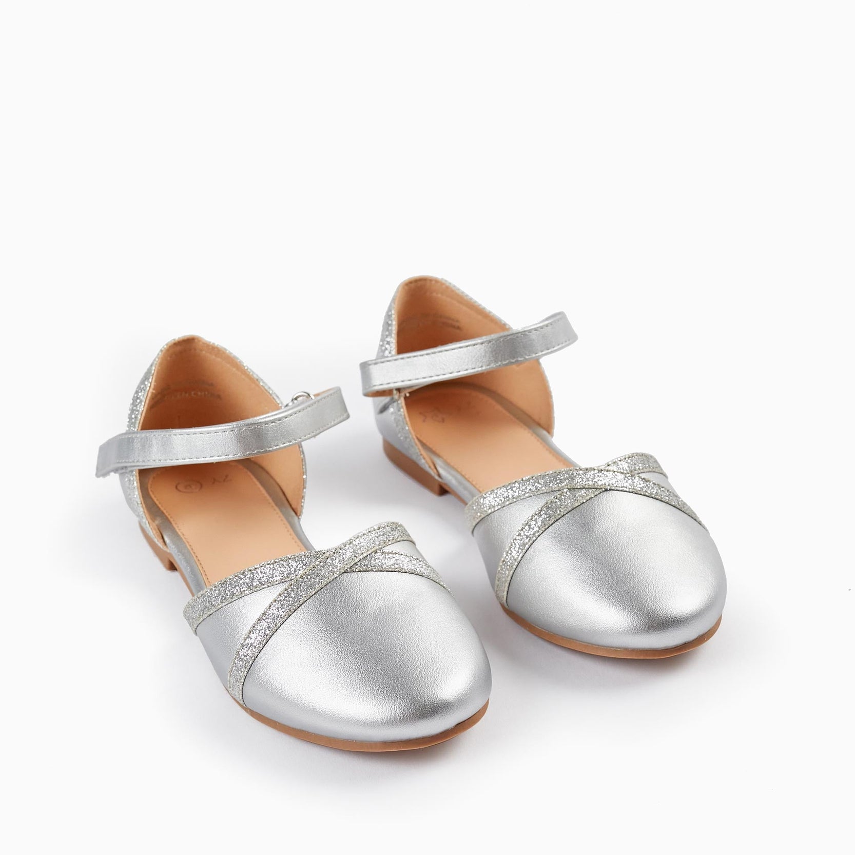 Ballerina Flats with Glitter for Girls, Silver