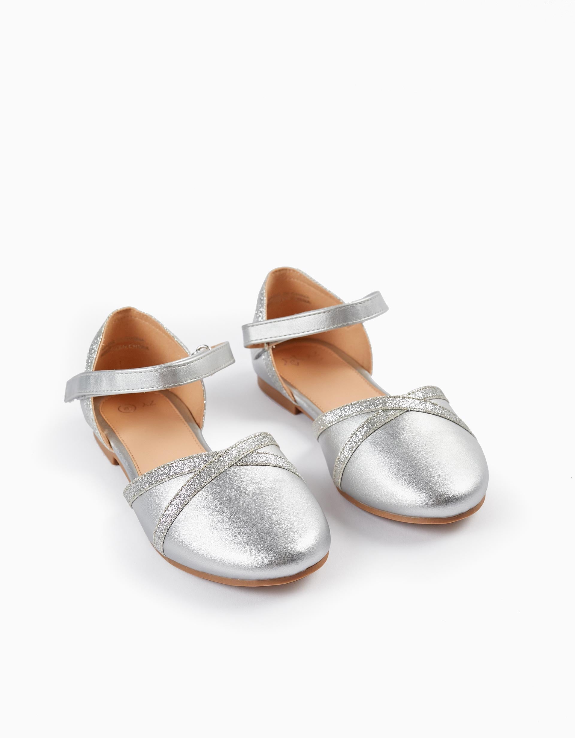 Ballerina Flats with Glitter for Girls, Silver