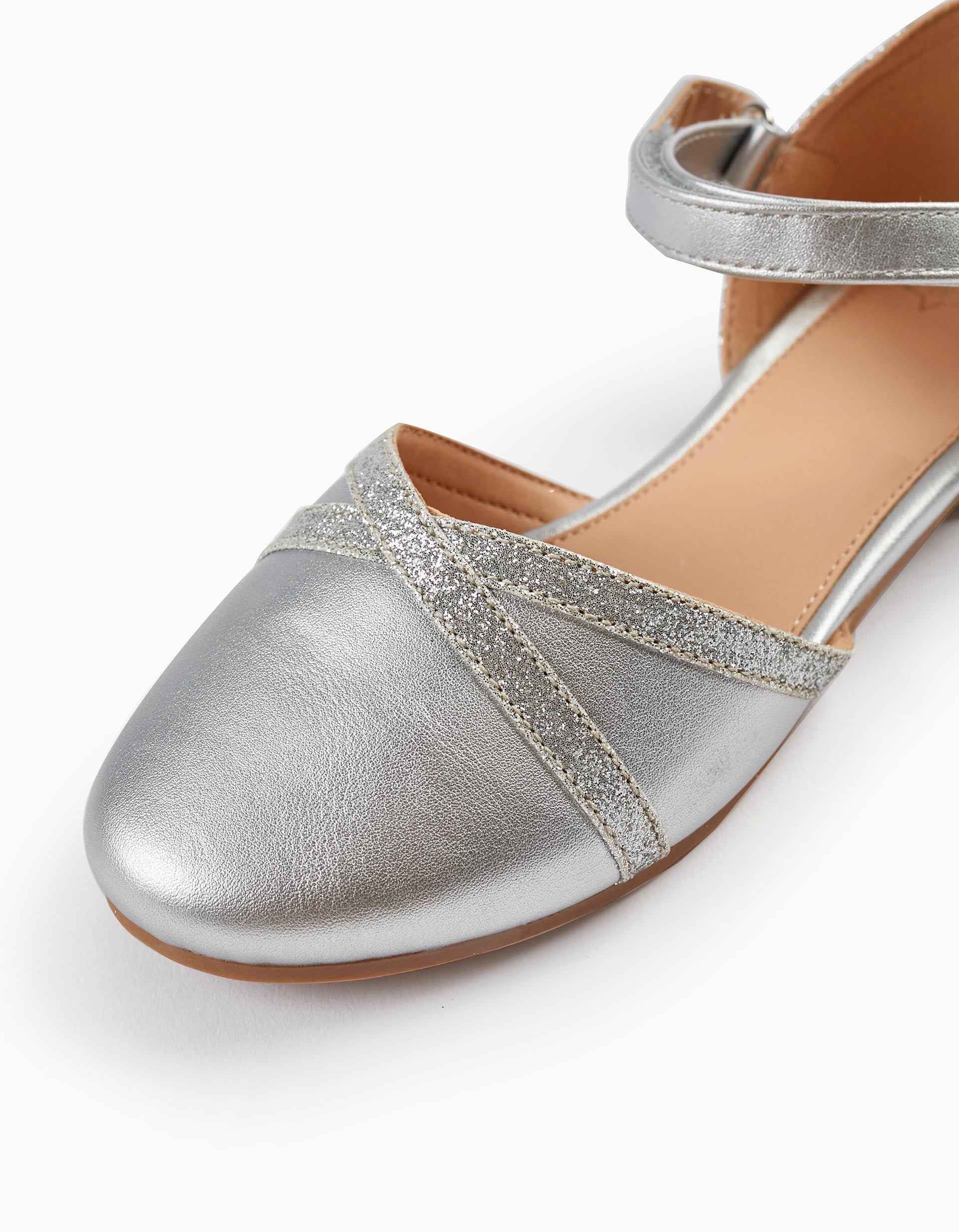 Ballerina Flats with Glitter for Girls, Silver