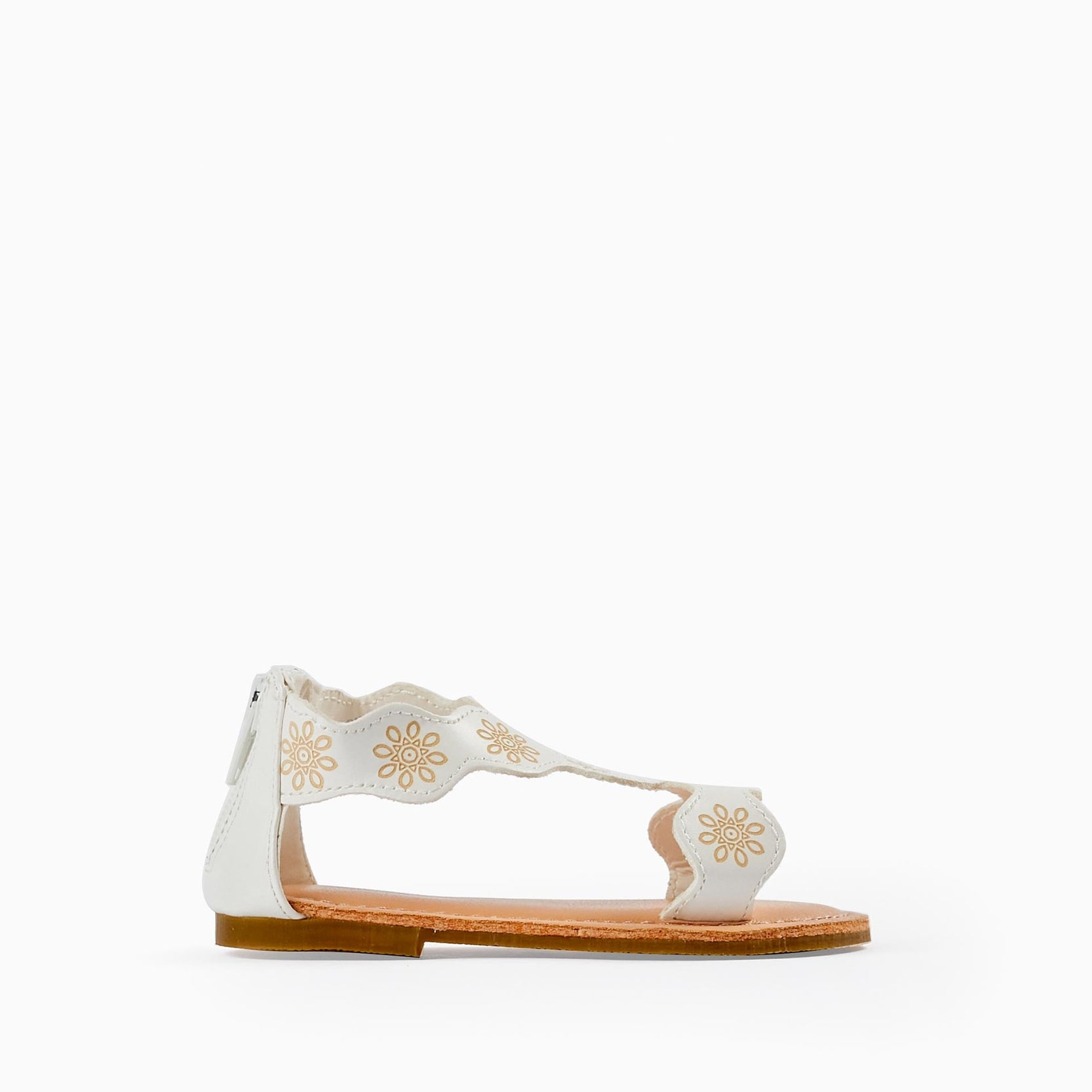 Floral Pattern Sandals for Baby Girls, White
