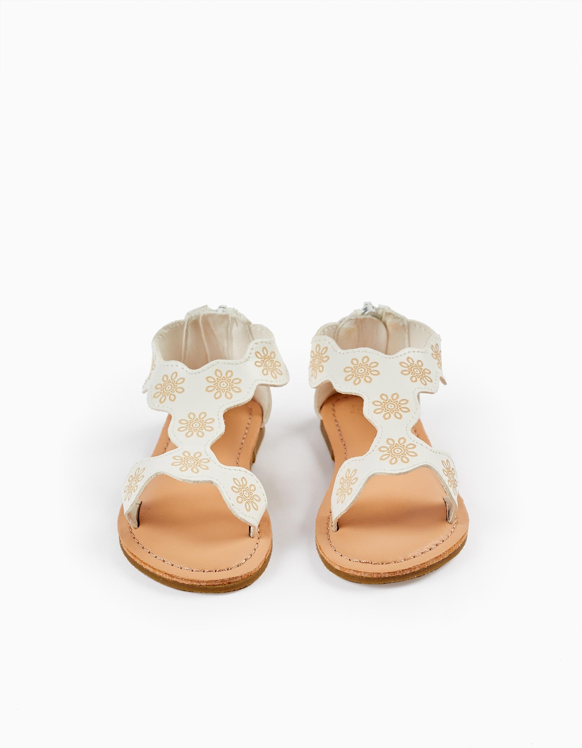 Floral Pattern Sandals for Baby Girls, White