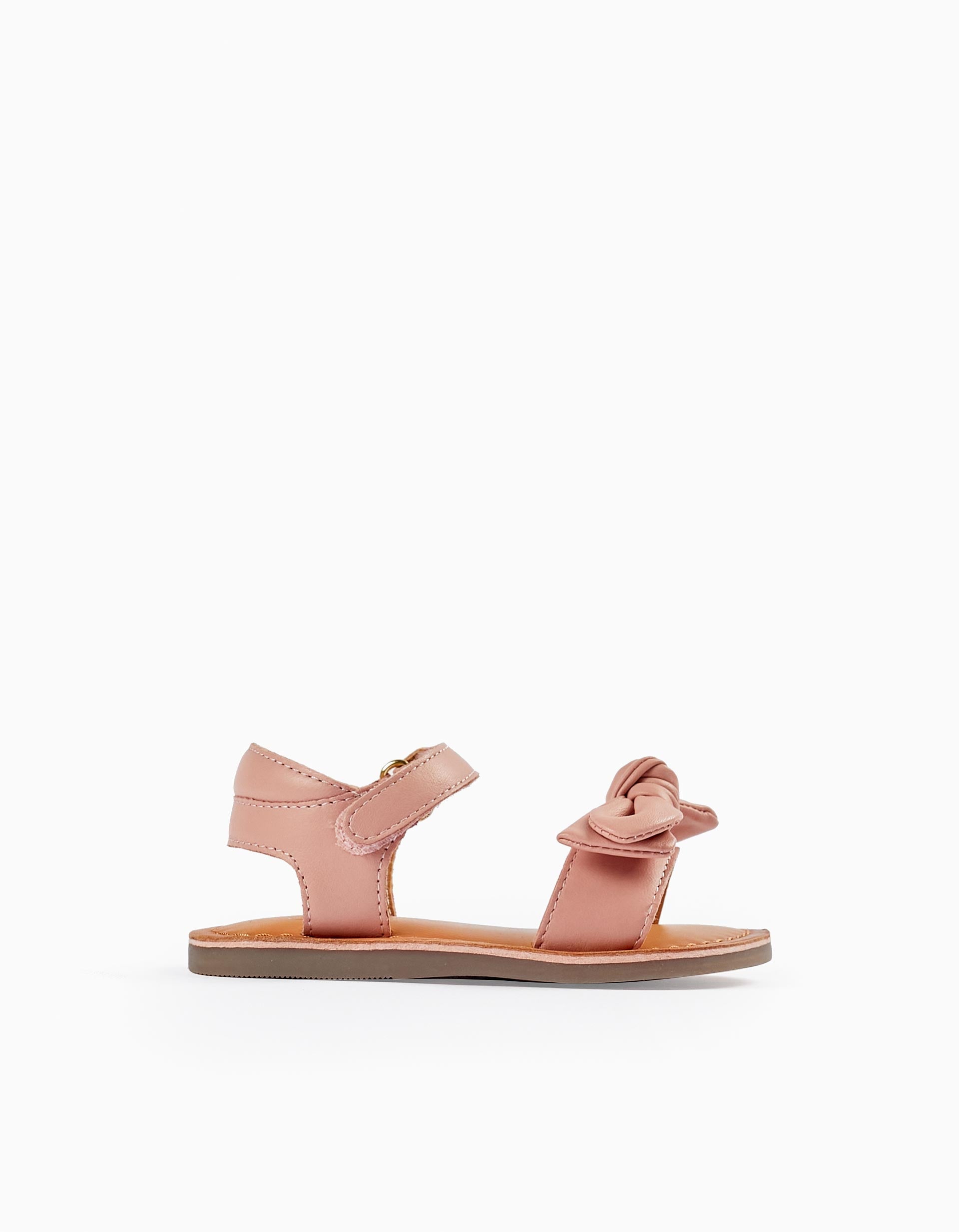 Leather Sandals with Bow for Baby Girls, Pink
