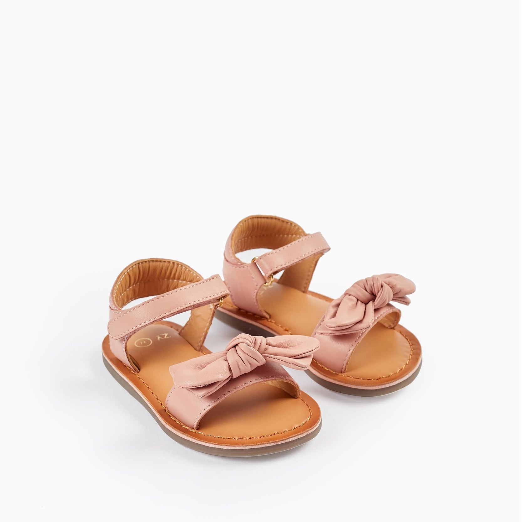 Leather Sandals with Bow for Baby Girls, Pink