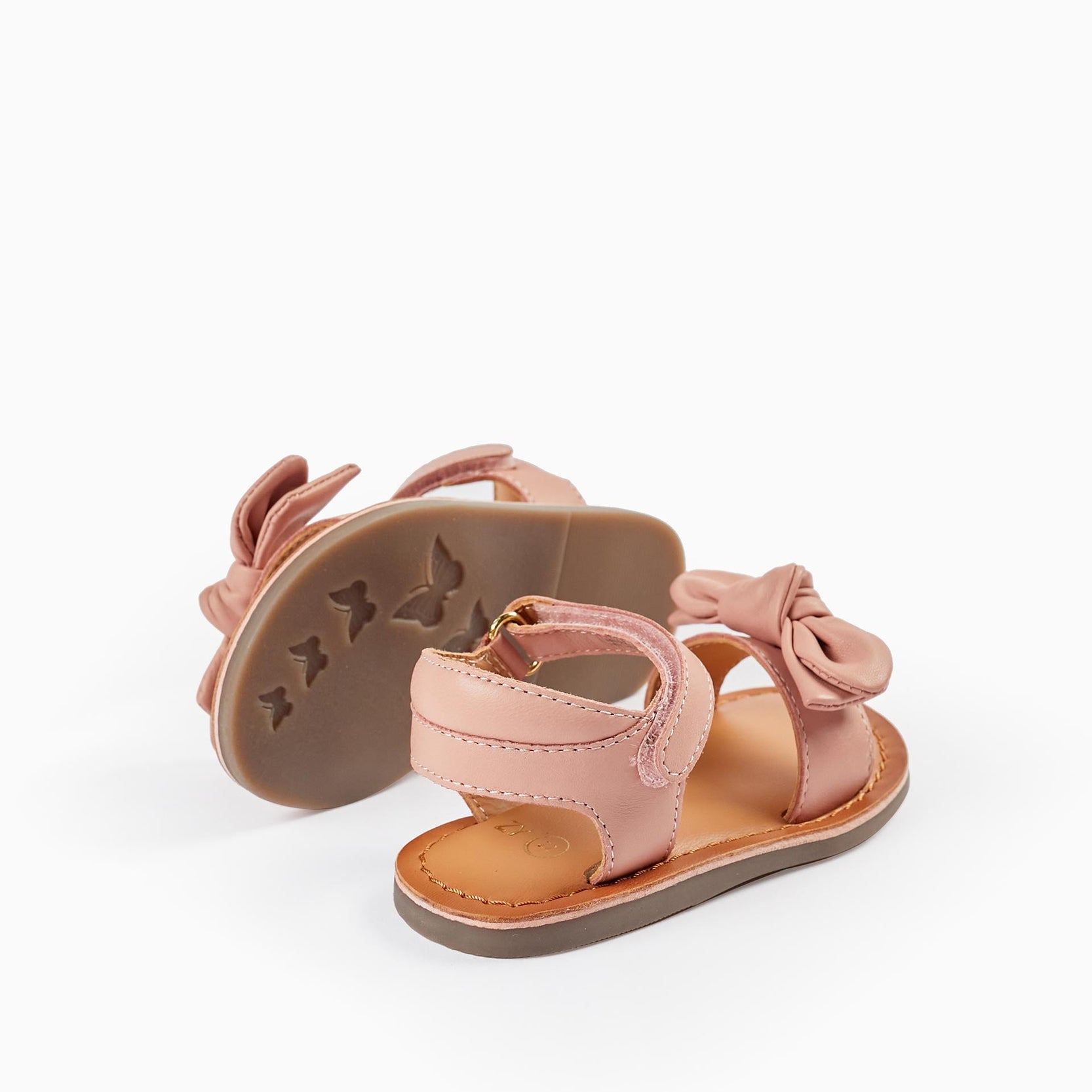 Leather Sandals with Bow for Baby Girls, Pink