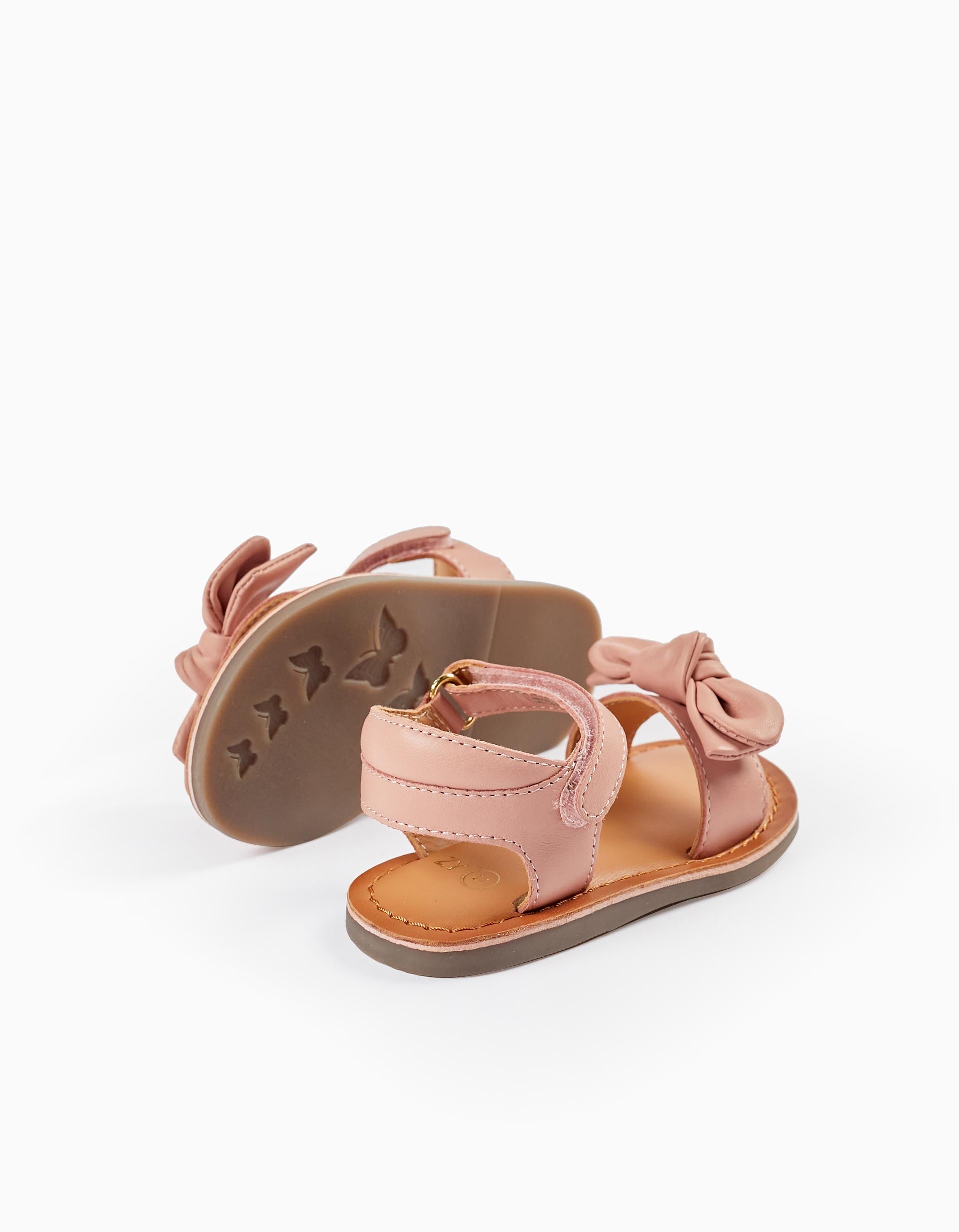 Leather Sandals with Bow for Baby Girls, Pink