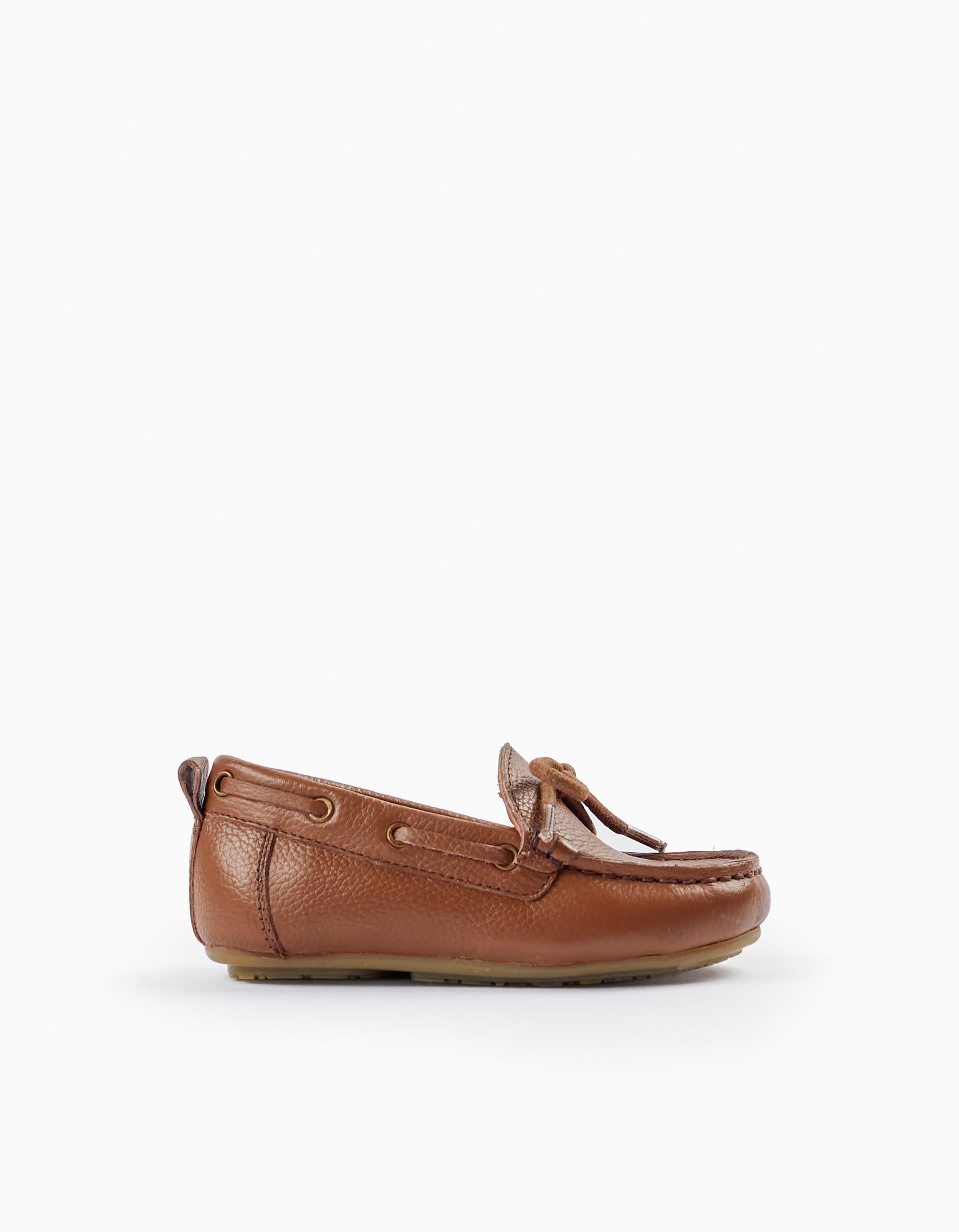 Leather Lace-Up Moccasin Shoes for Baby Boys, Brown