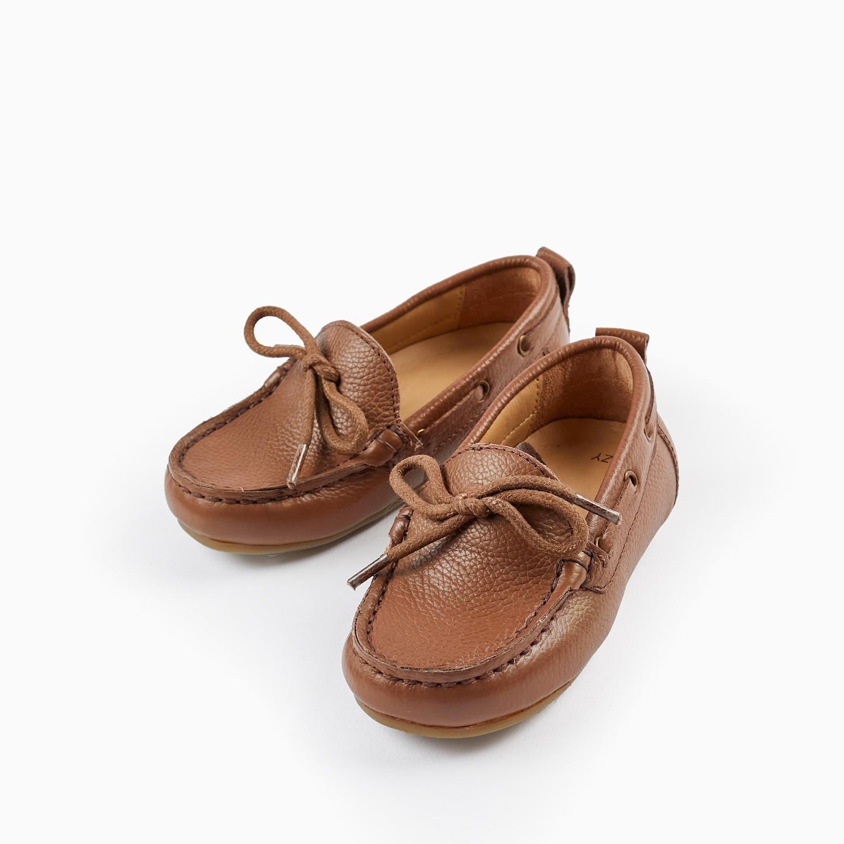Leather Lace-Up Moccasin Shoes for Baby Boys, Brown