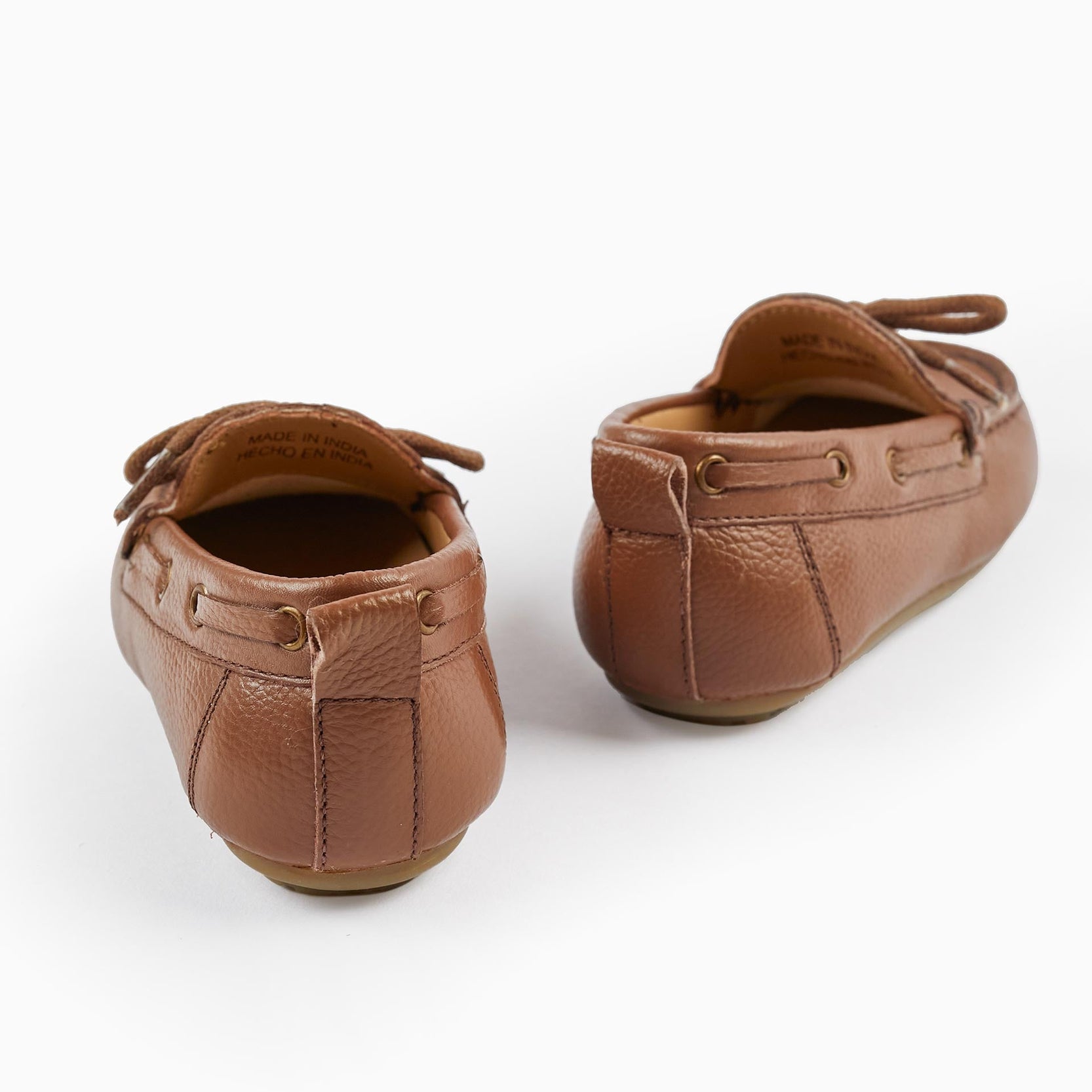 Leather Lace-Up Moccasin Shoes for Baby Boys, Brown