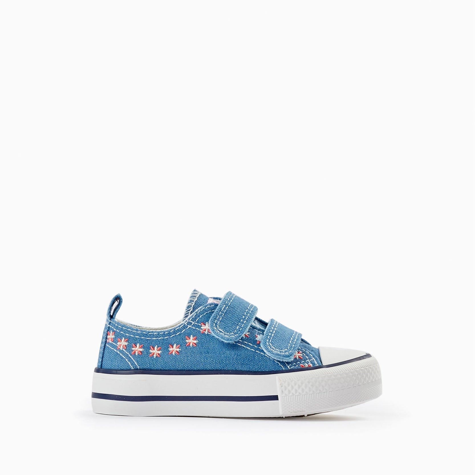 Denim Trainers with Embroidered Flowers for Baby Girls '50s Sneaker', Blue