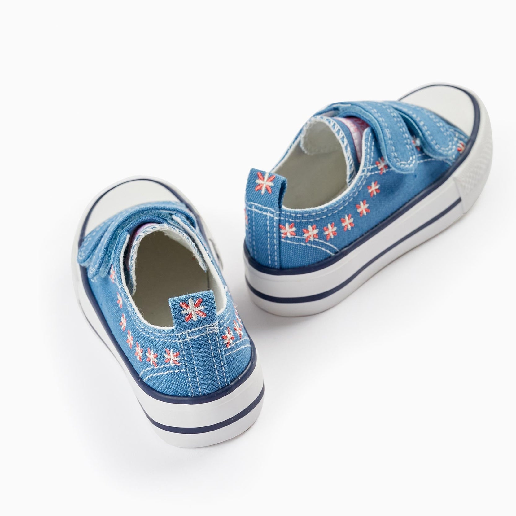 Denim Trainers with Embroidered Flowers for Baby Girls '50s Sneaker', Blue