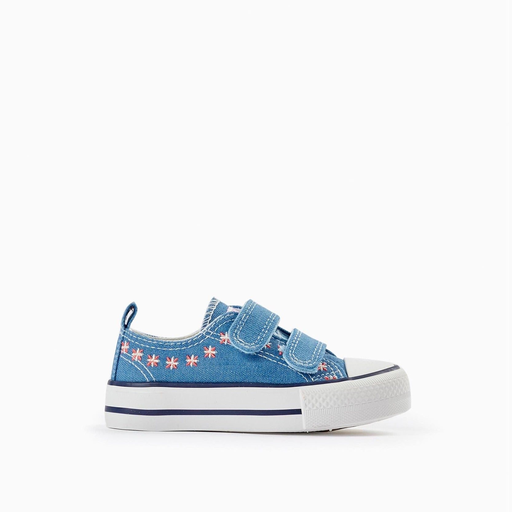 Denim Trainers with Embroidered Flowers for Baby Girls '50s Sneaker', Blue