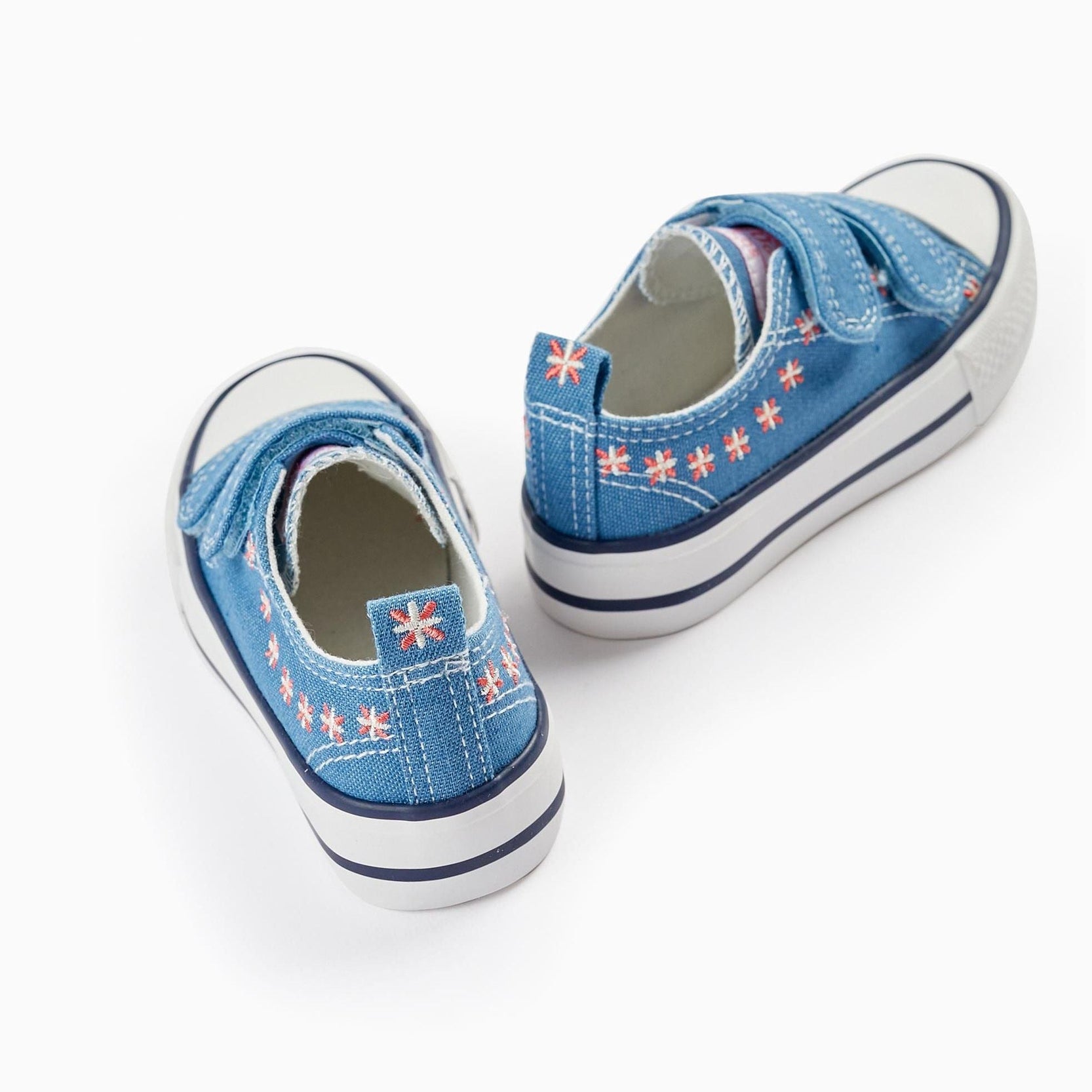 Denim Trainers with Embroidered Flowers for Baby Girls '50s Sneaker', Blue