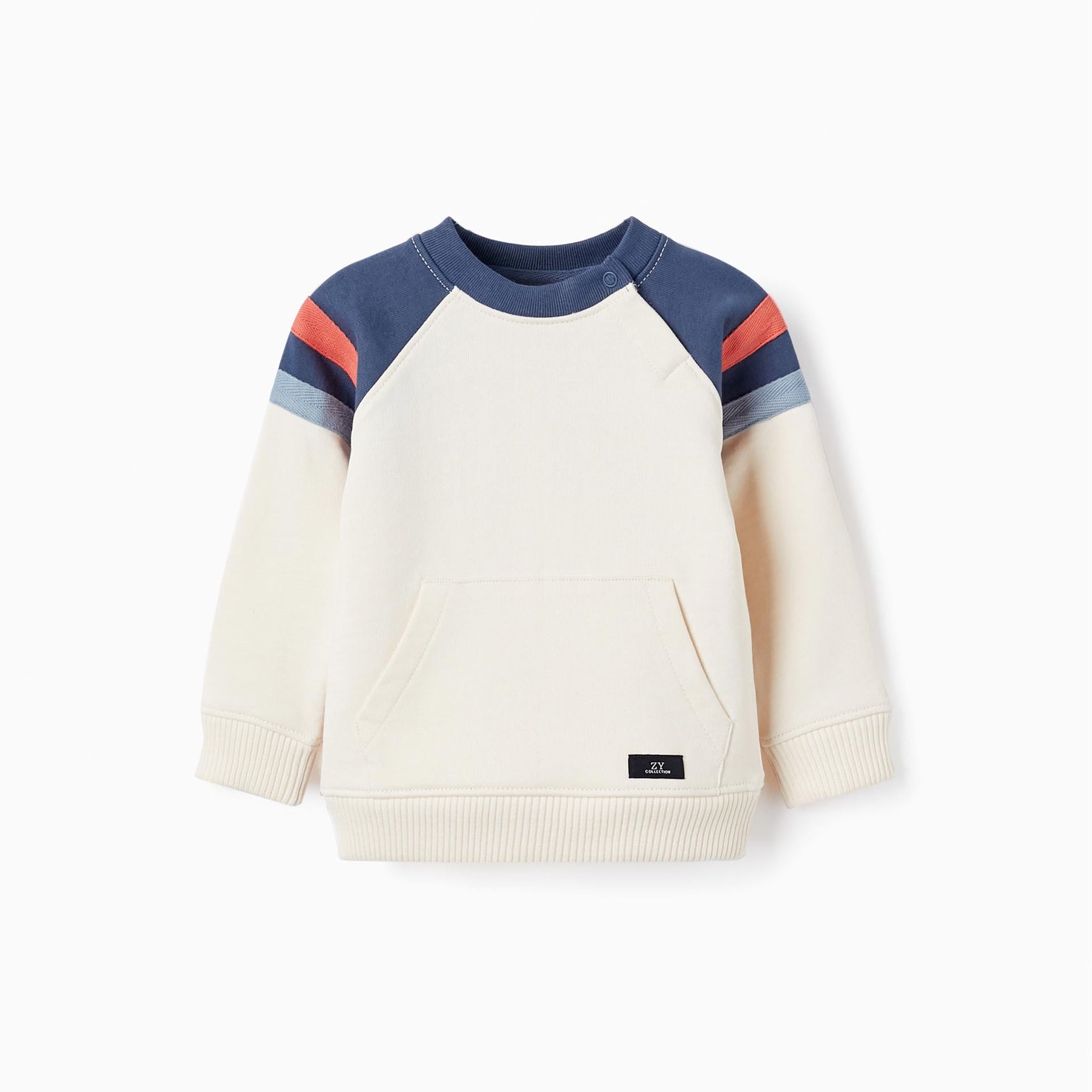Sweatshirt in Cotton for Baby Boys, White/Blue/Orange