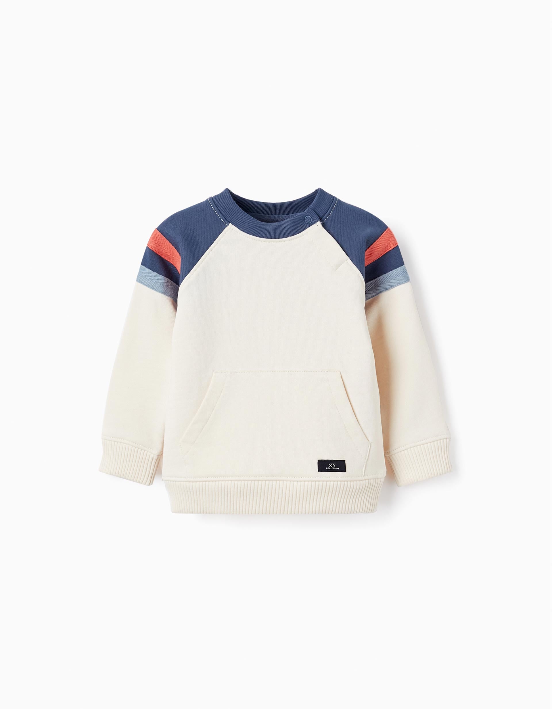Sweatshirt in Cotton for Baby Boys, White/Blue/Orange