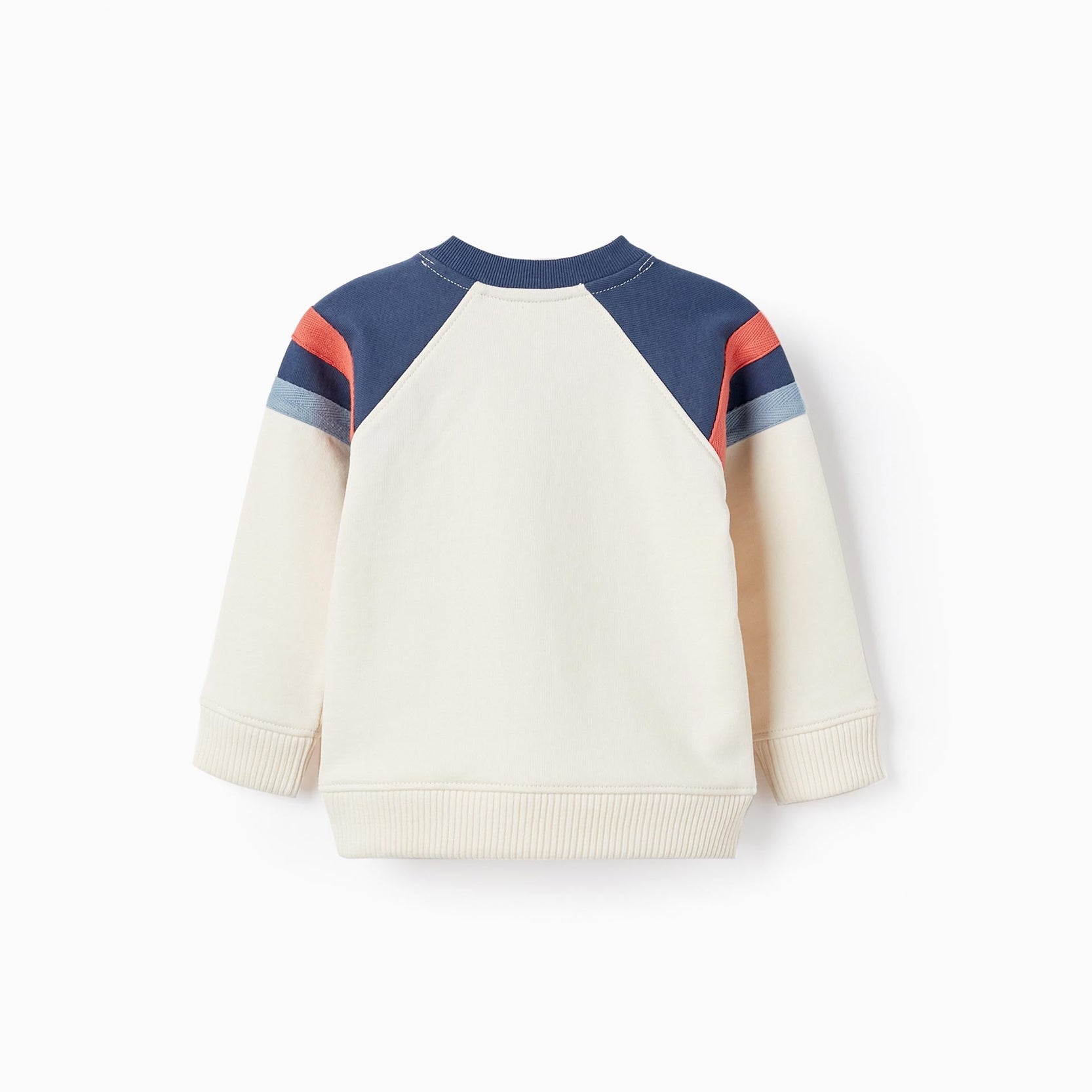 Sweatshirt in Cotton for Baby Boys, White/Blue/Orange