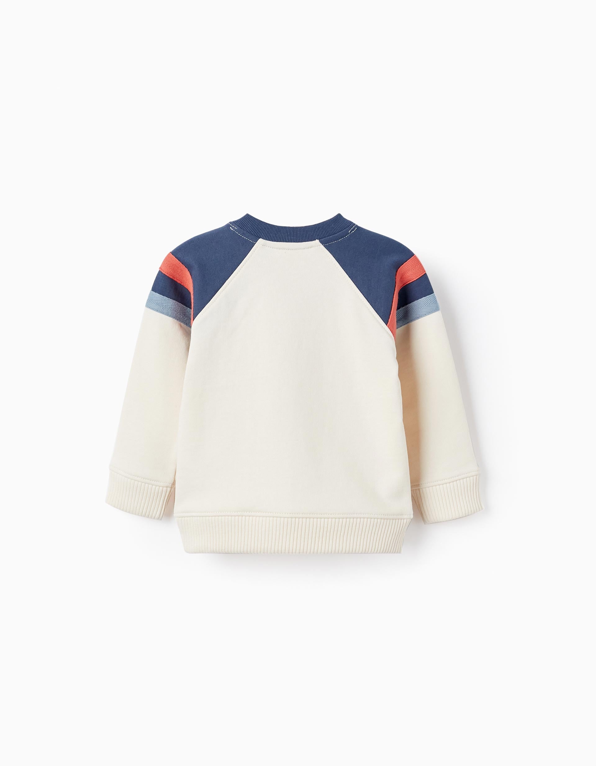 Sweatshirt in Cotton for Baby Boys, White/Blue/Orange