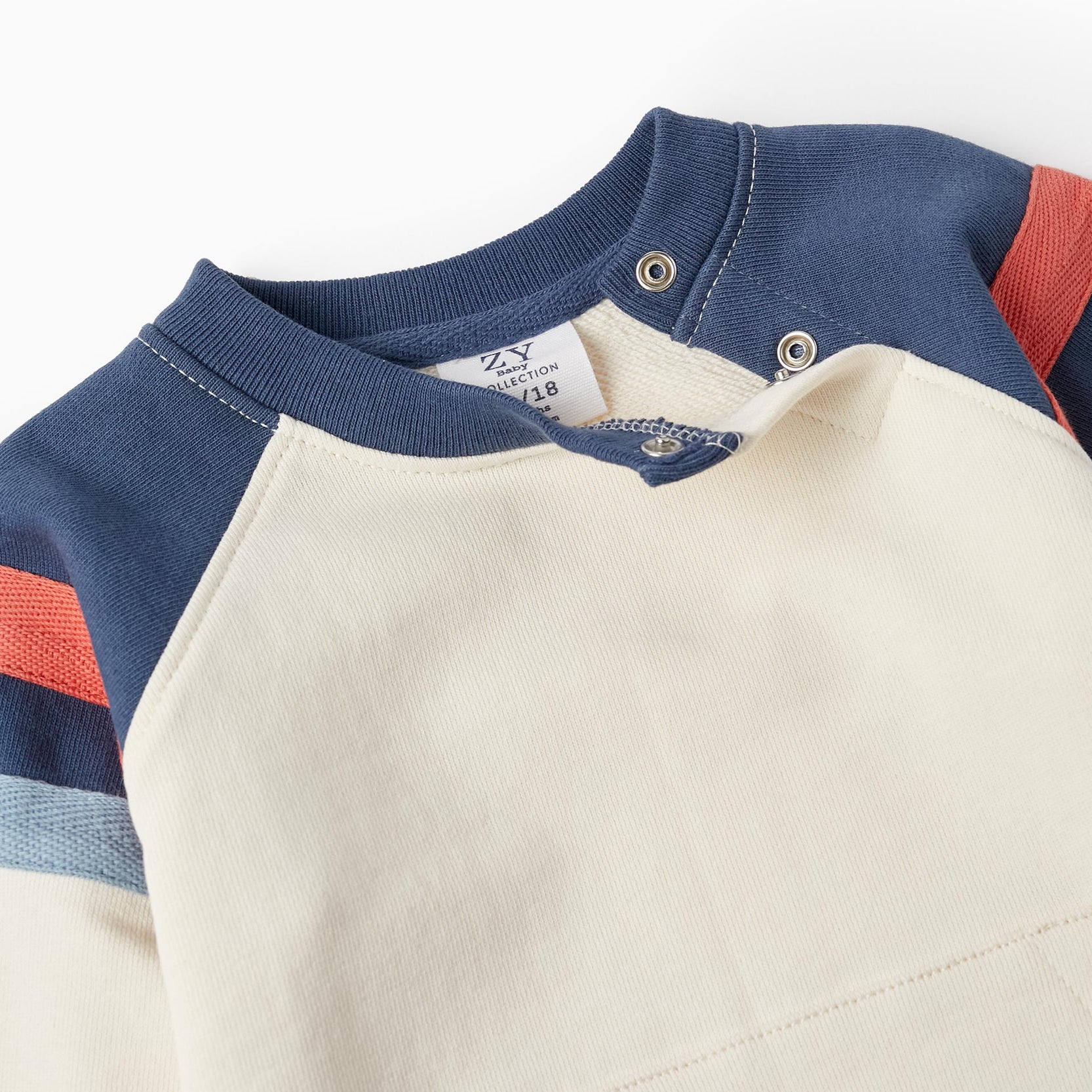 Sweatshirt in Cotton for Baby Boys, White/Blue/Orange