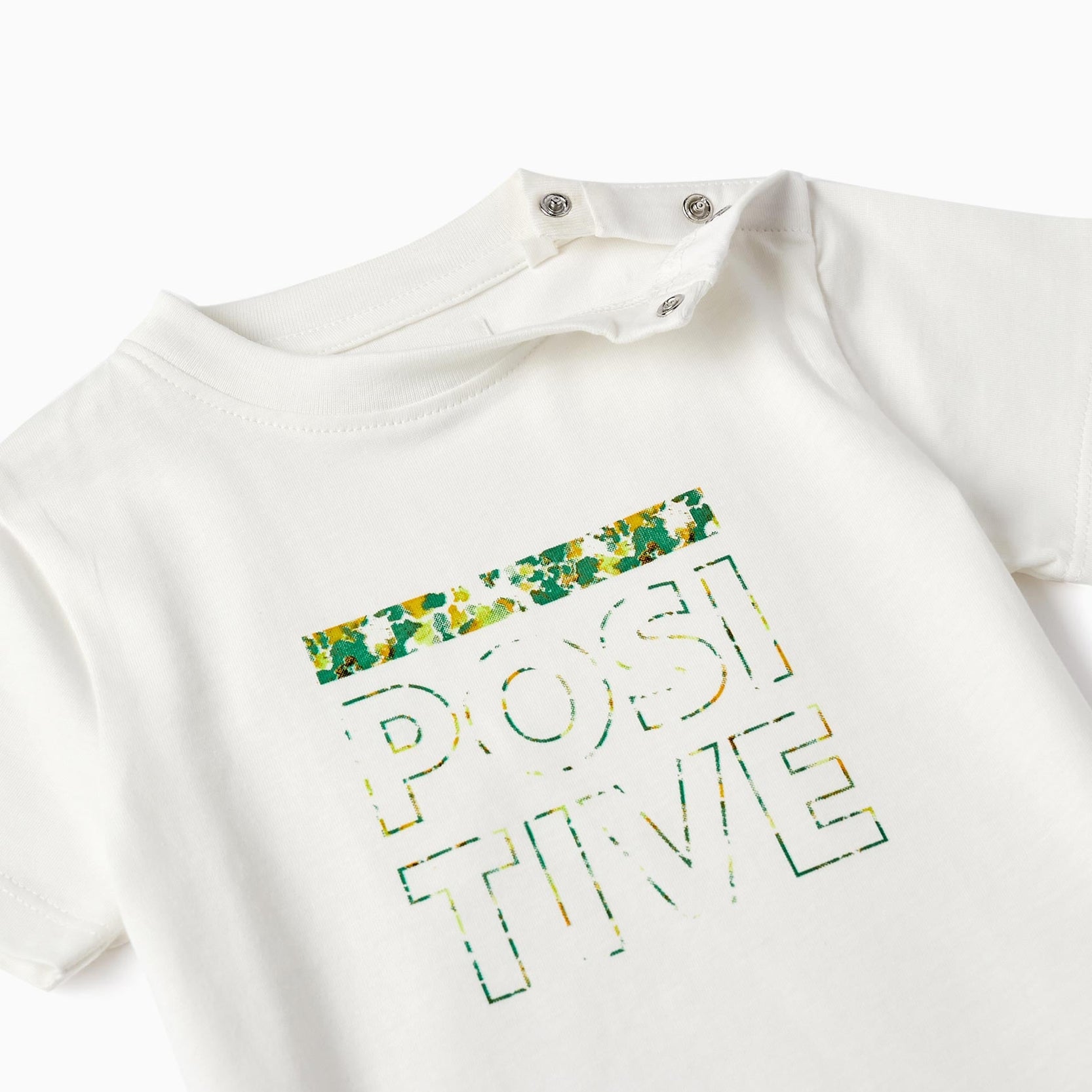 Cotton T-Shirt for Baby Boys 'Positive', White