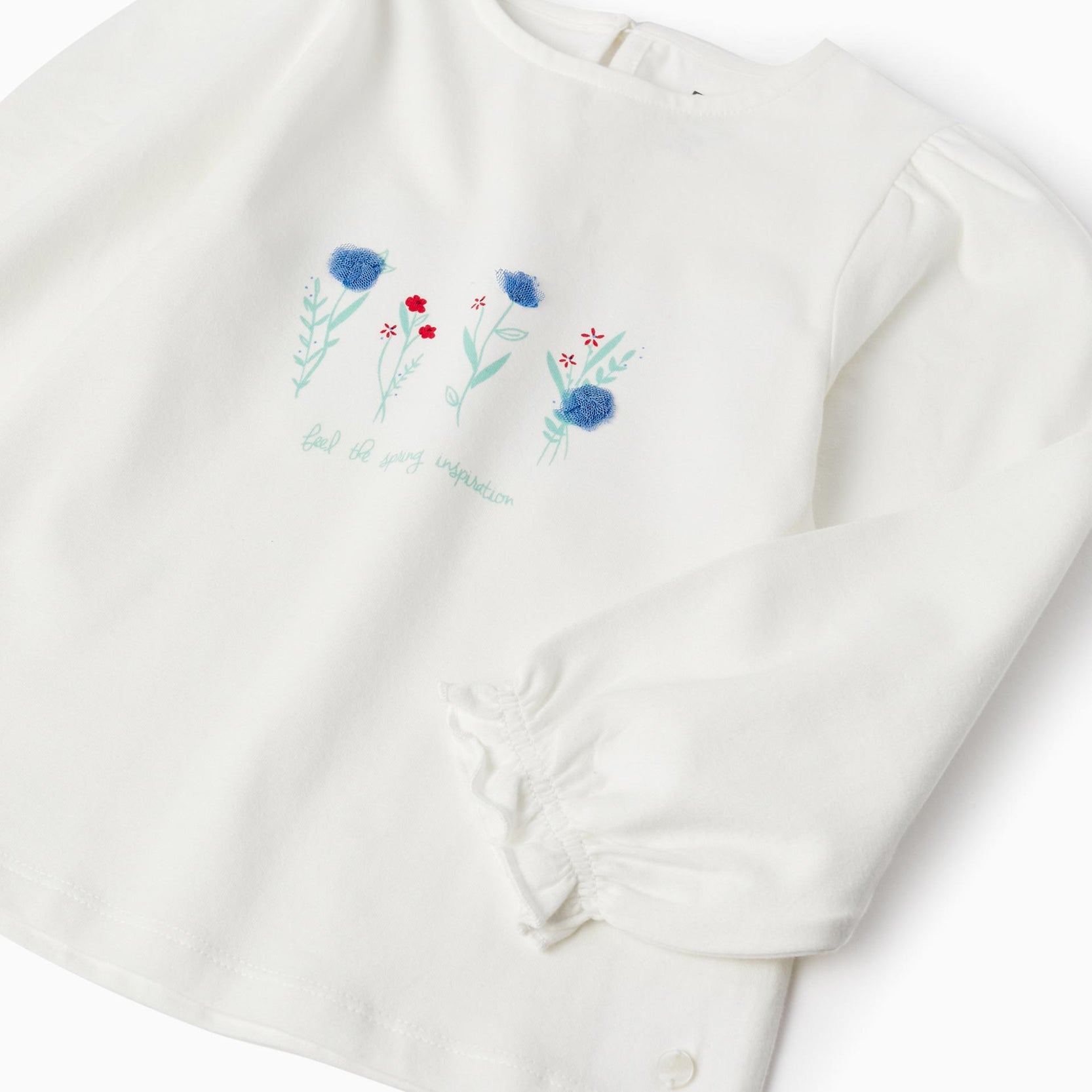 Long Sleeve T-Shirt for Girls 'Floral', White