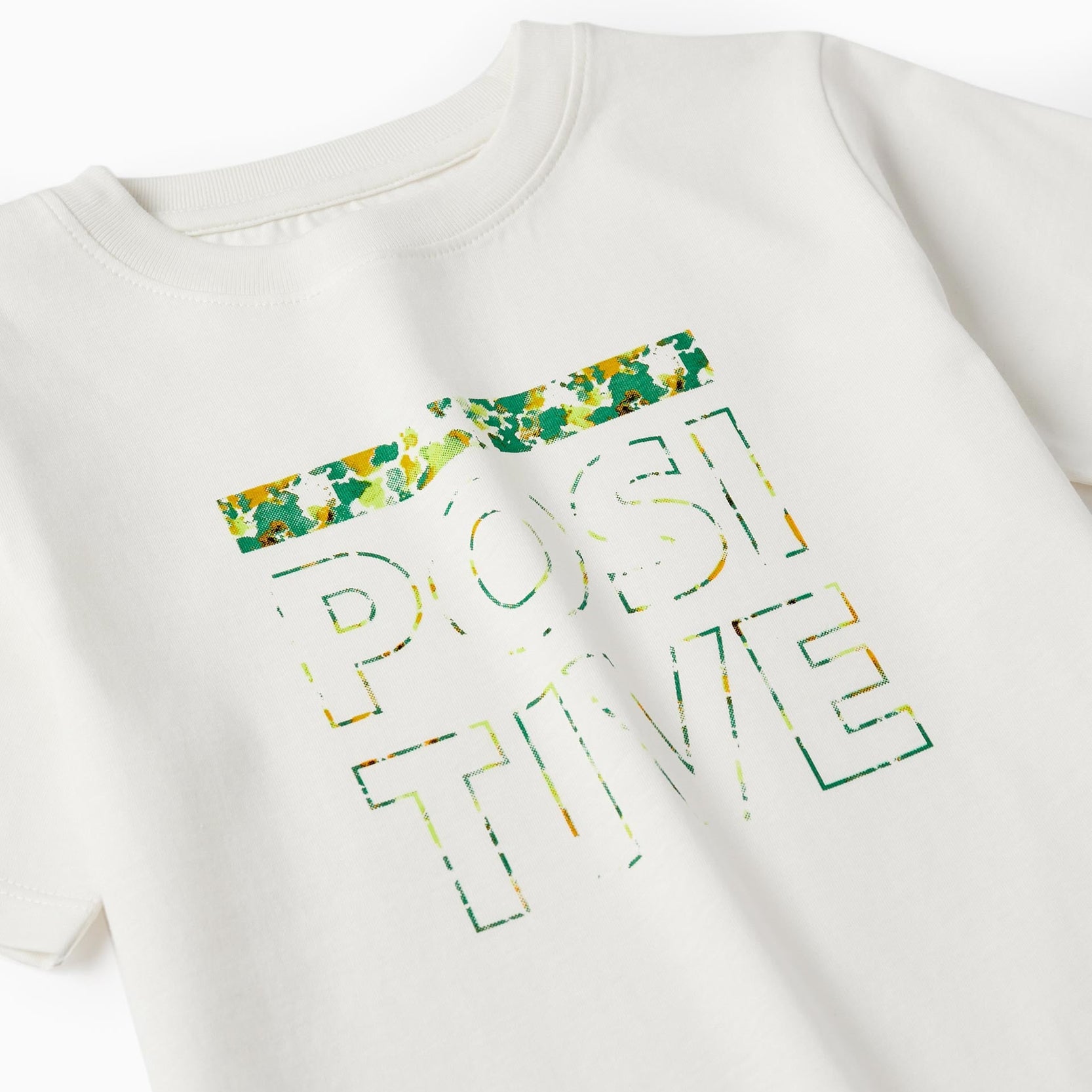 Cotton T-Shirt for Boys 'Positive', White