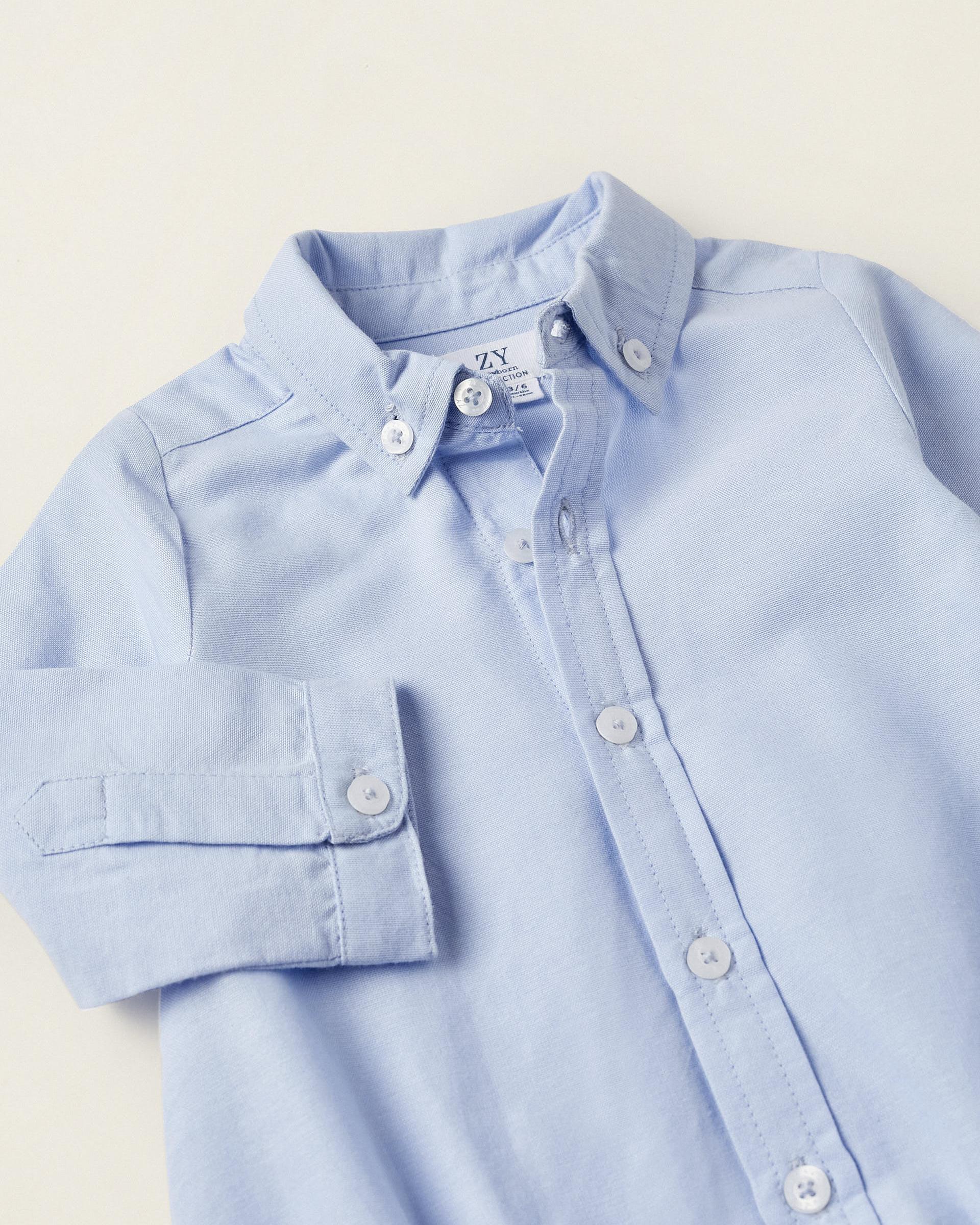 Oxford Cotton Body for Newborn Boys, Blue