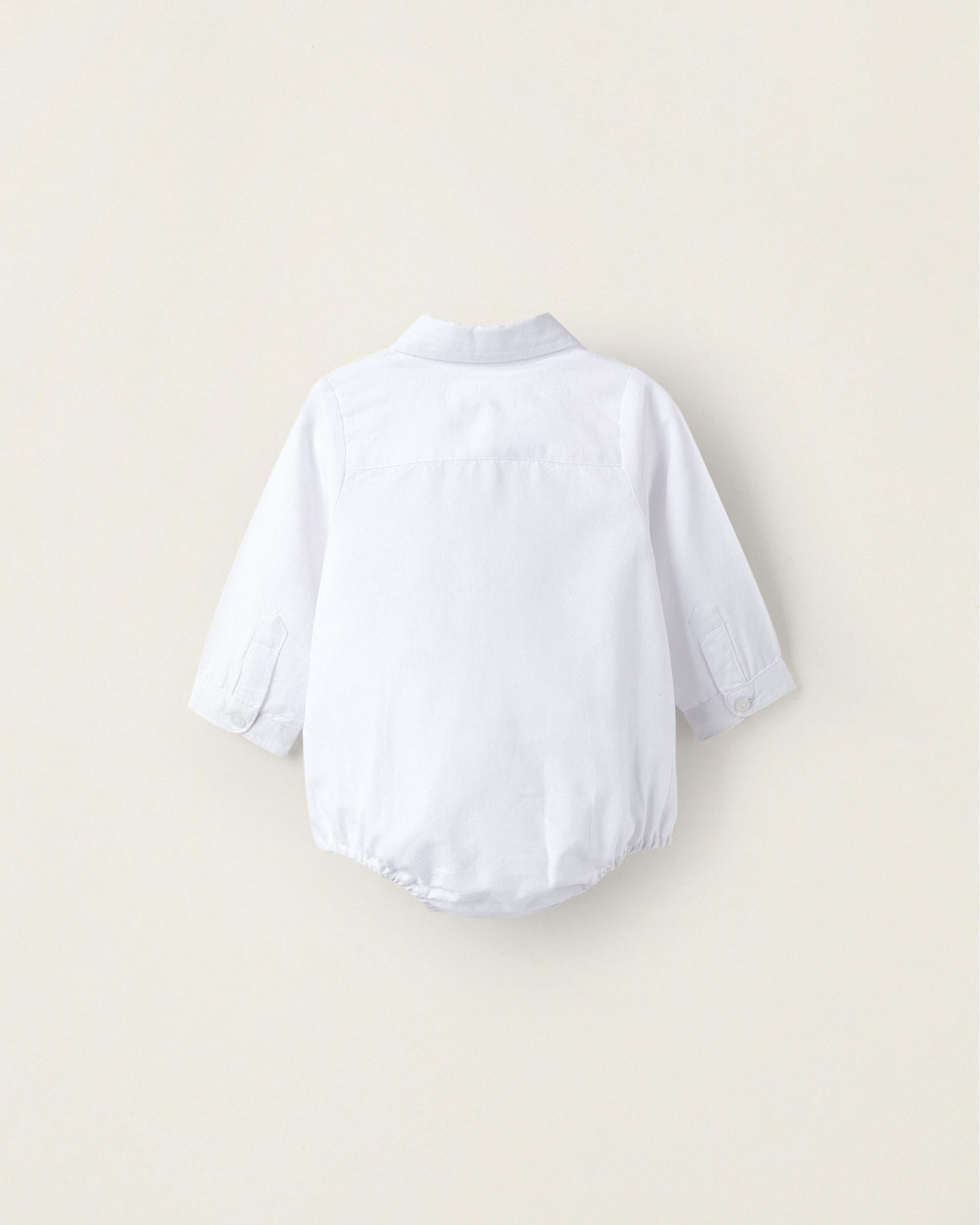 Oxford Cotton Body for Newborn Boys, White