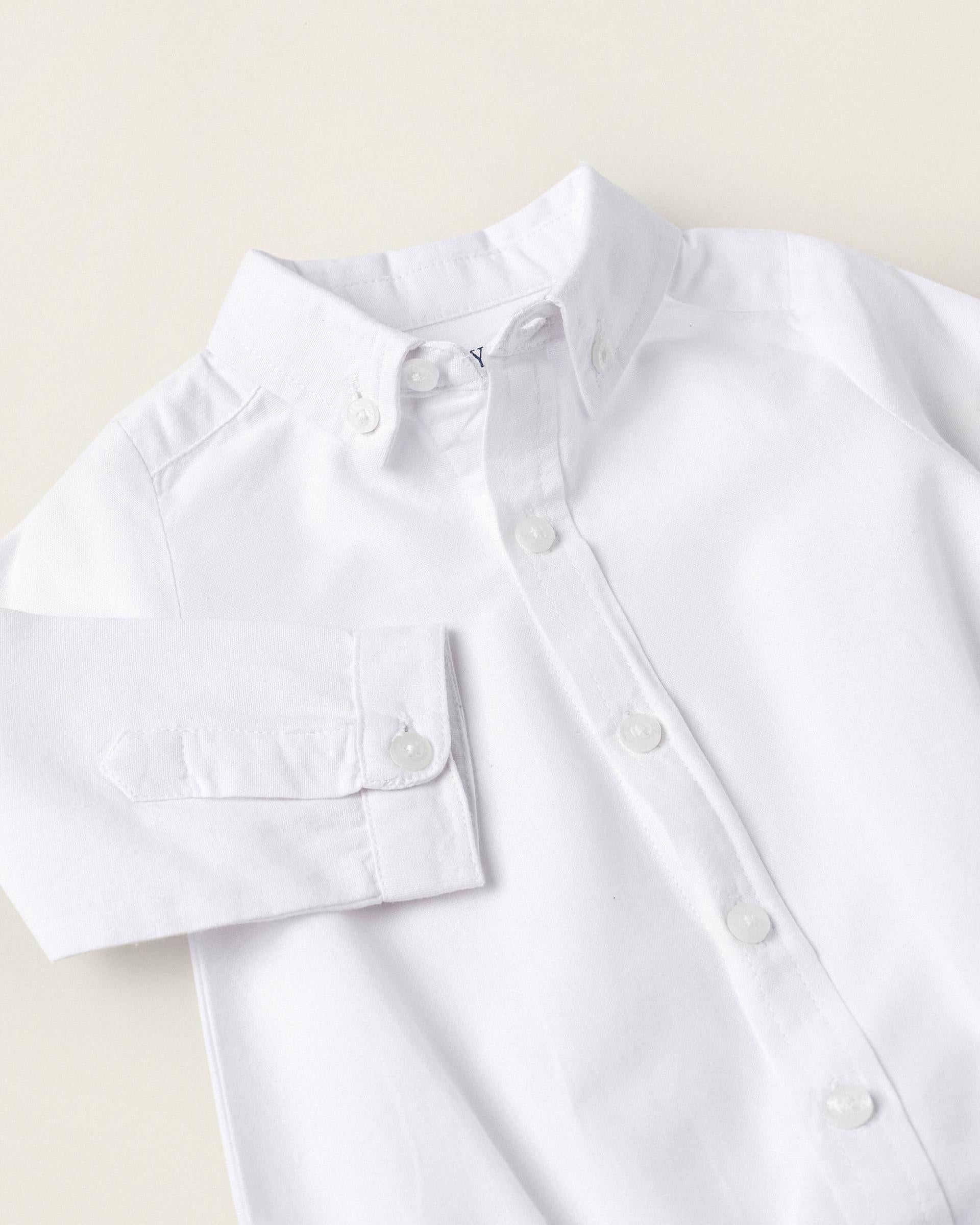 Oxford Cotton Body for Newborn Boys, White