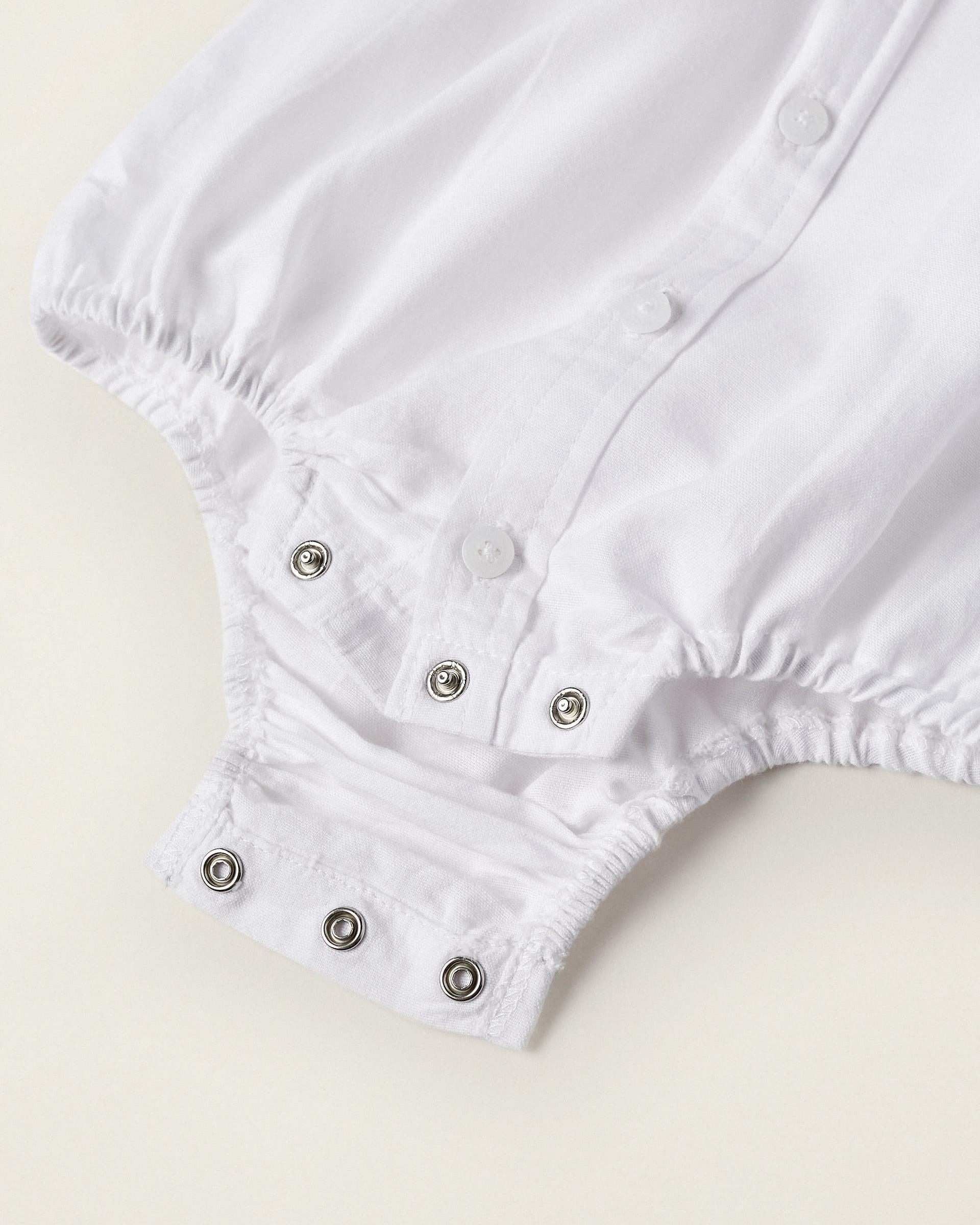 Oxford Cotton Body for Newborn Boys, White