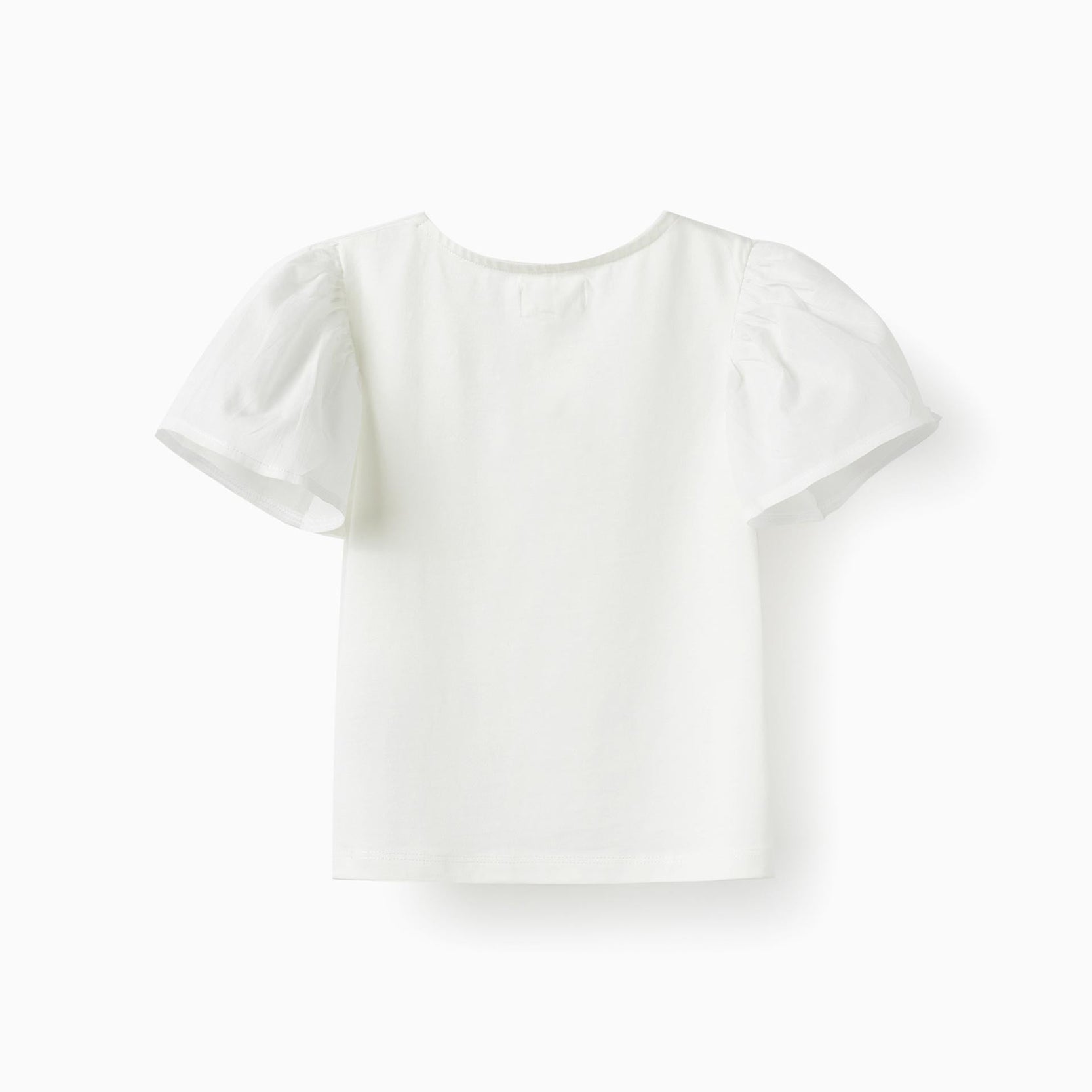 T-Shirt with Flowers and Glitter for Girls, White