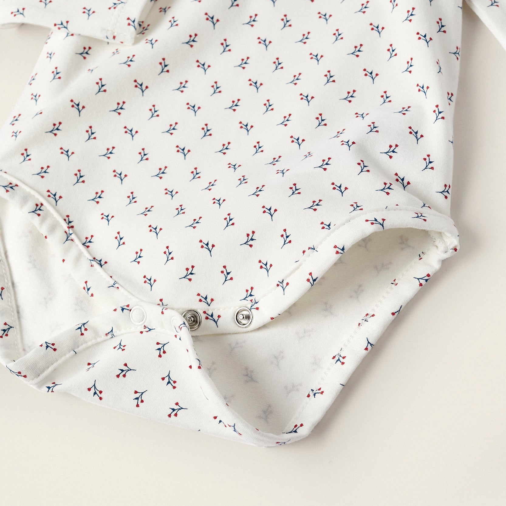 Cotton Jersey Bodysuit with Ruffle for Newborn Girls 'Floral', White