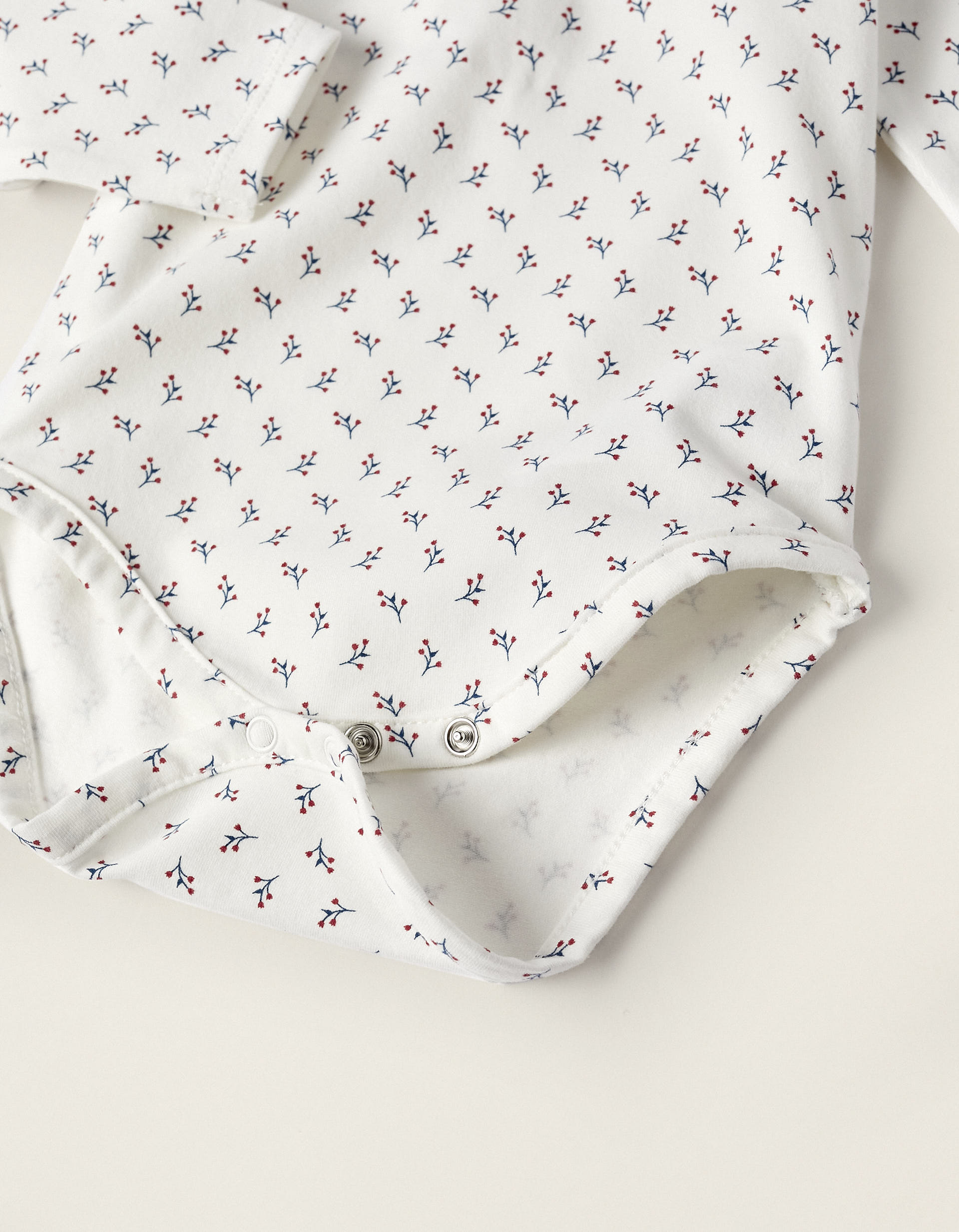 Cotton Jersey Bodysuit with Ruffle for Newborn Girls 'Floral', White