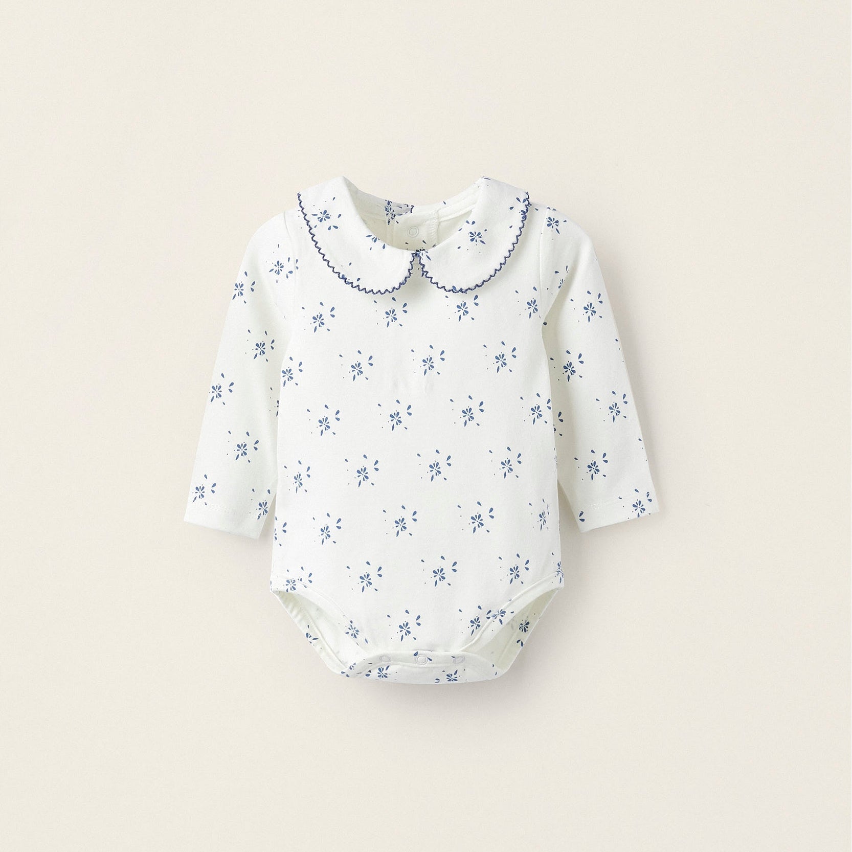 Long Sleeve Cotton Jersey Bodysuit for Newborn Girls, White