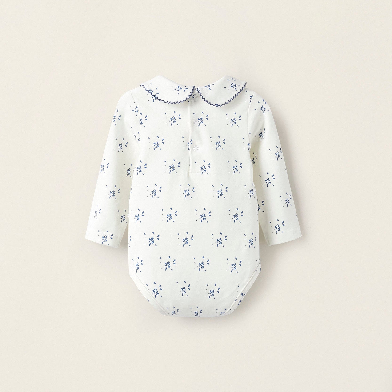 Long Sleeve Cotton Jersey Bodysuit for Newborn Girls, White