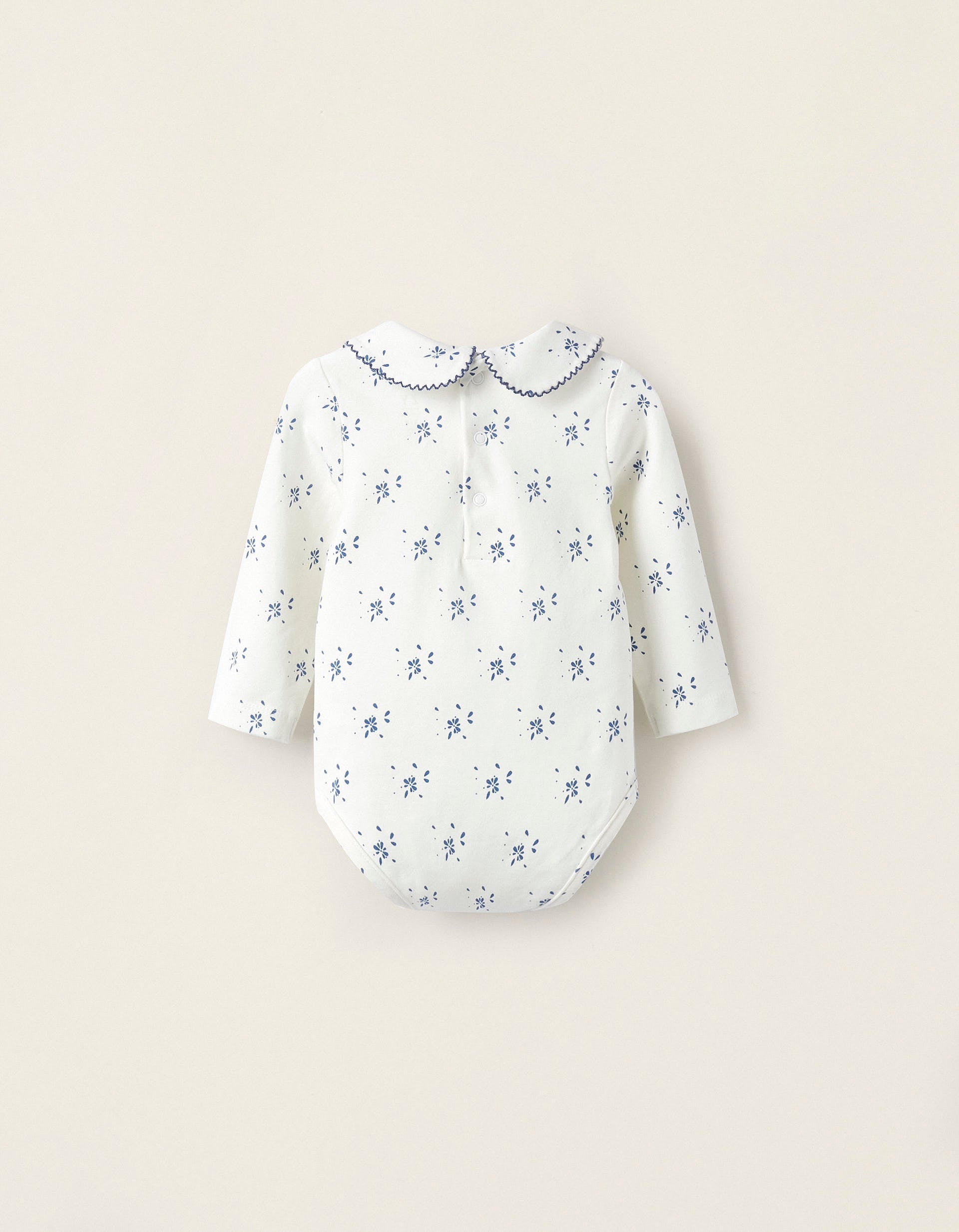 Long Sleeve Cotton Jersey Bodysuit for Newborn Girls, White