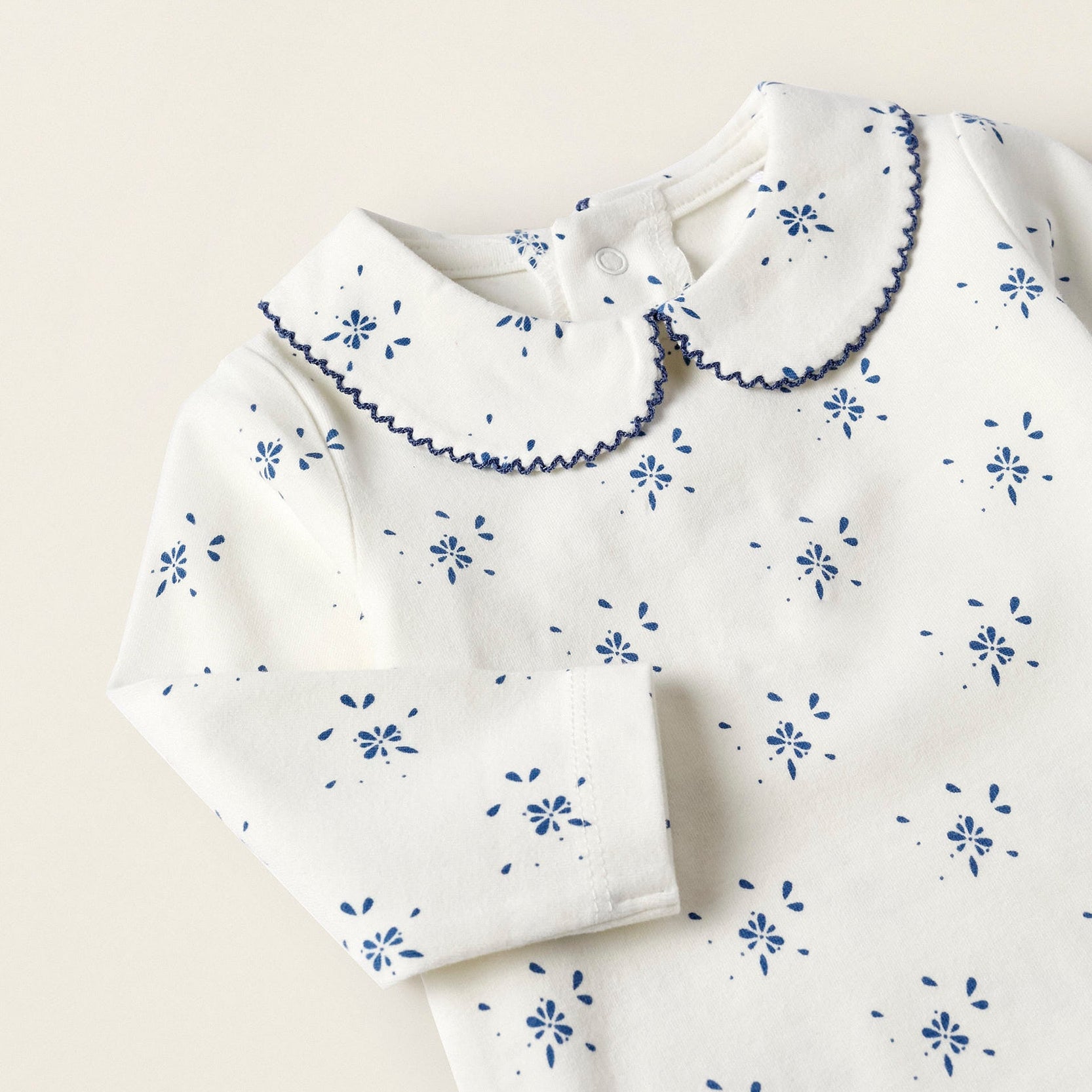 Long Sleeve Cotton Jersey Bodysuit for Newborn Girls, White