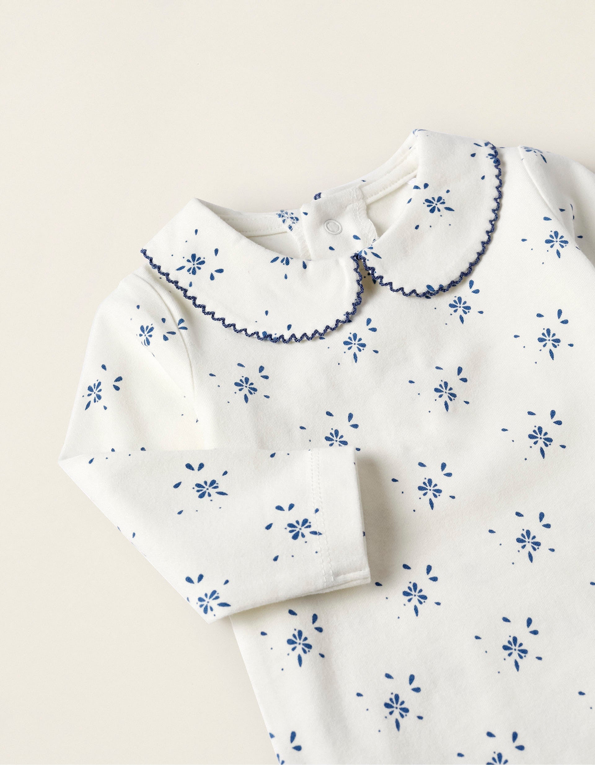 Long Sleeve Cotton Jersey Bodysuit for Newborn Girls, White