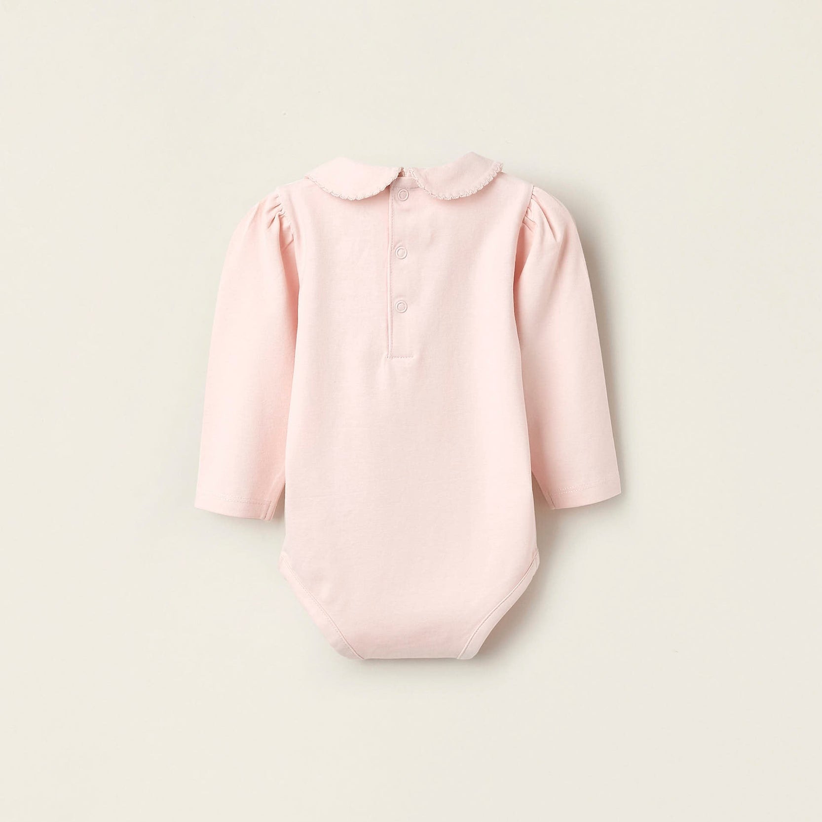 Pack of 2 Bodysuits with Peter Pan Collar for Newborn Girls, White/Pink