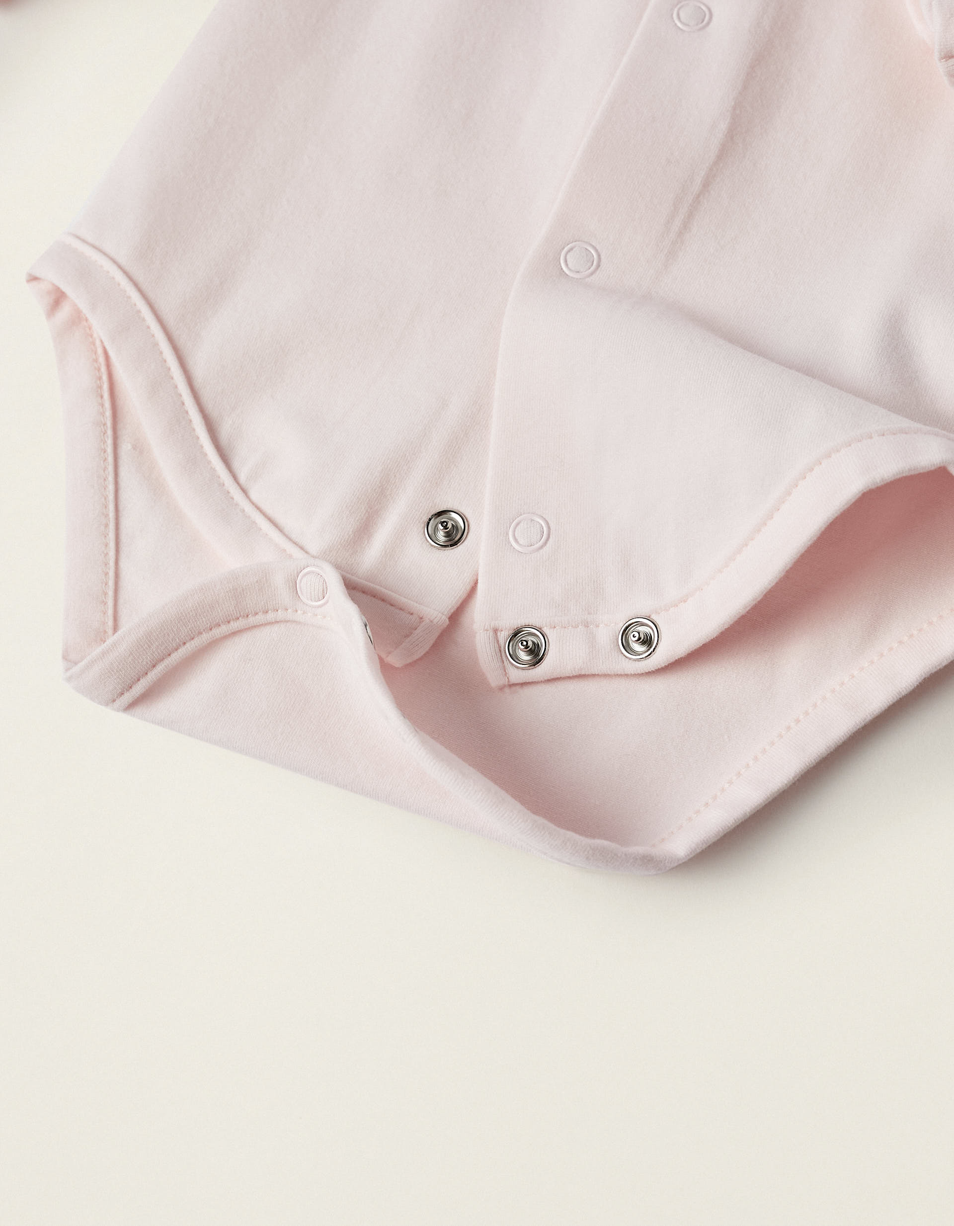 Cotton Bodysuit with English Embroidery for Newborn Girls, Pink