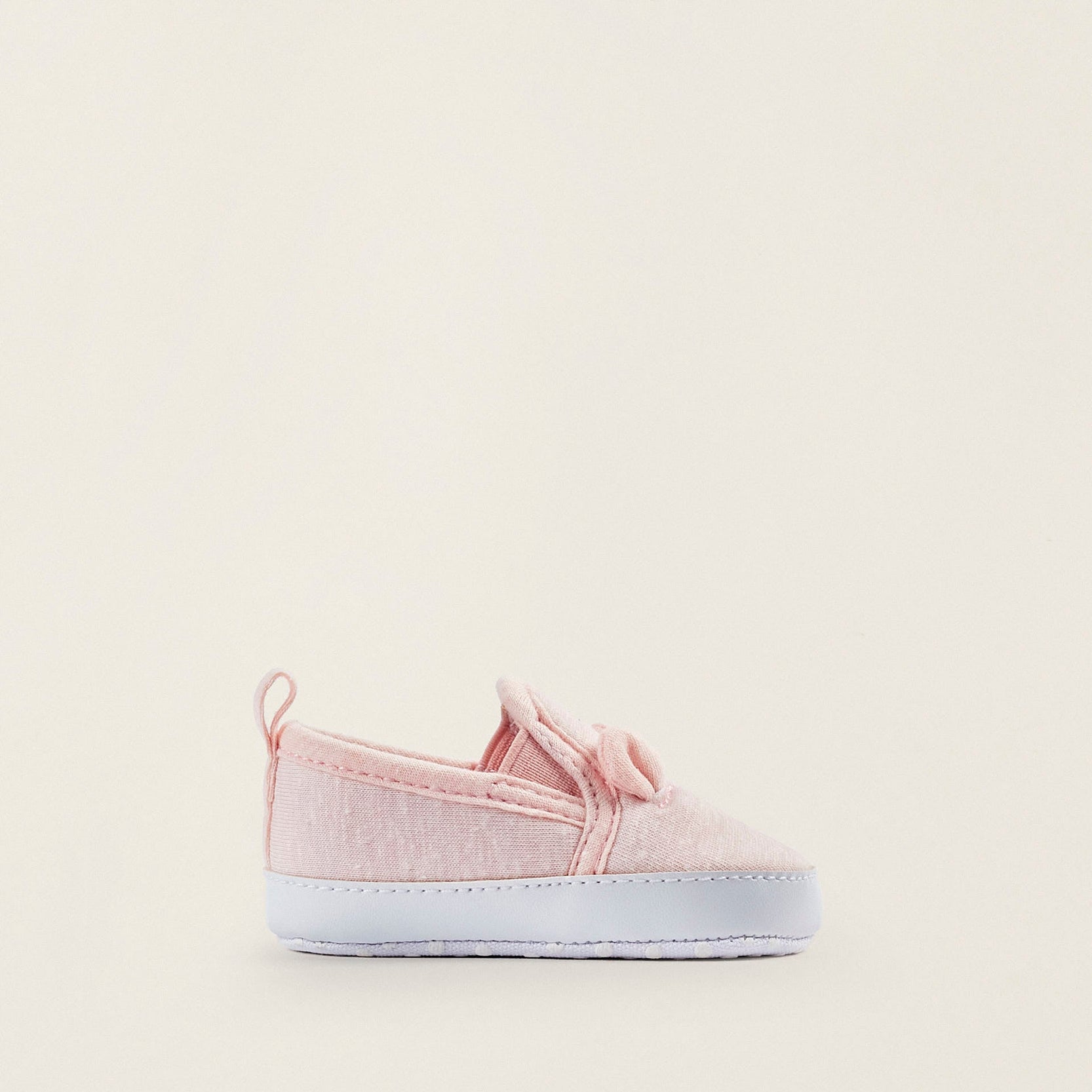 Fabric and Leather Trainers with Ears for Newborn Girls, Light Pink