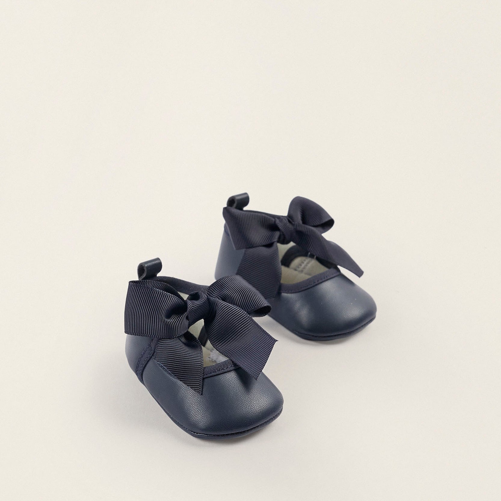 Ballerina Shoes with Bows for Newborn Girls, Dark Blue
