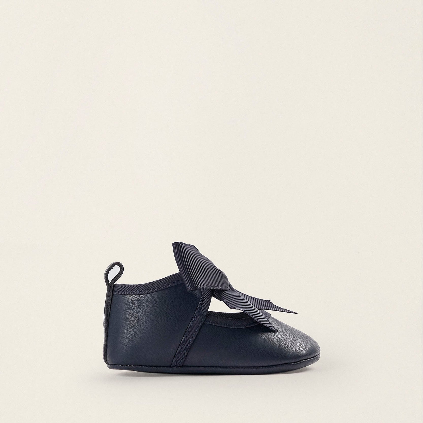 Ballerina Shoes with Bows for Newborn Girls, Dark Blue