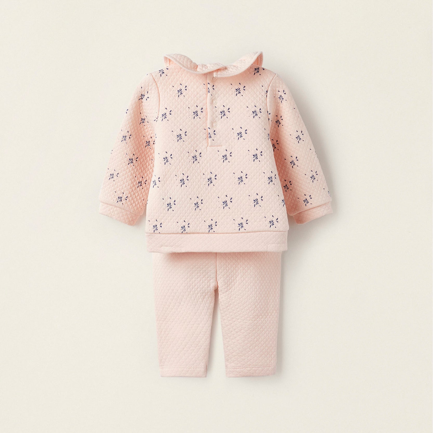 Padded Set Sweater + Trousers for Newborn Girls, Pink